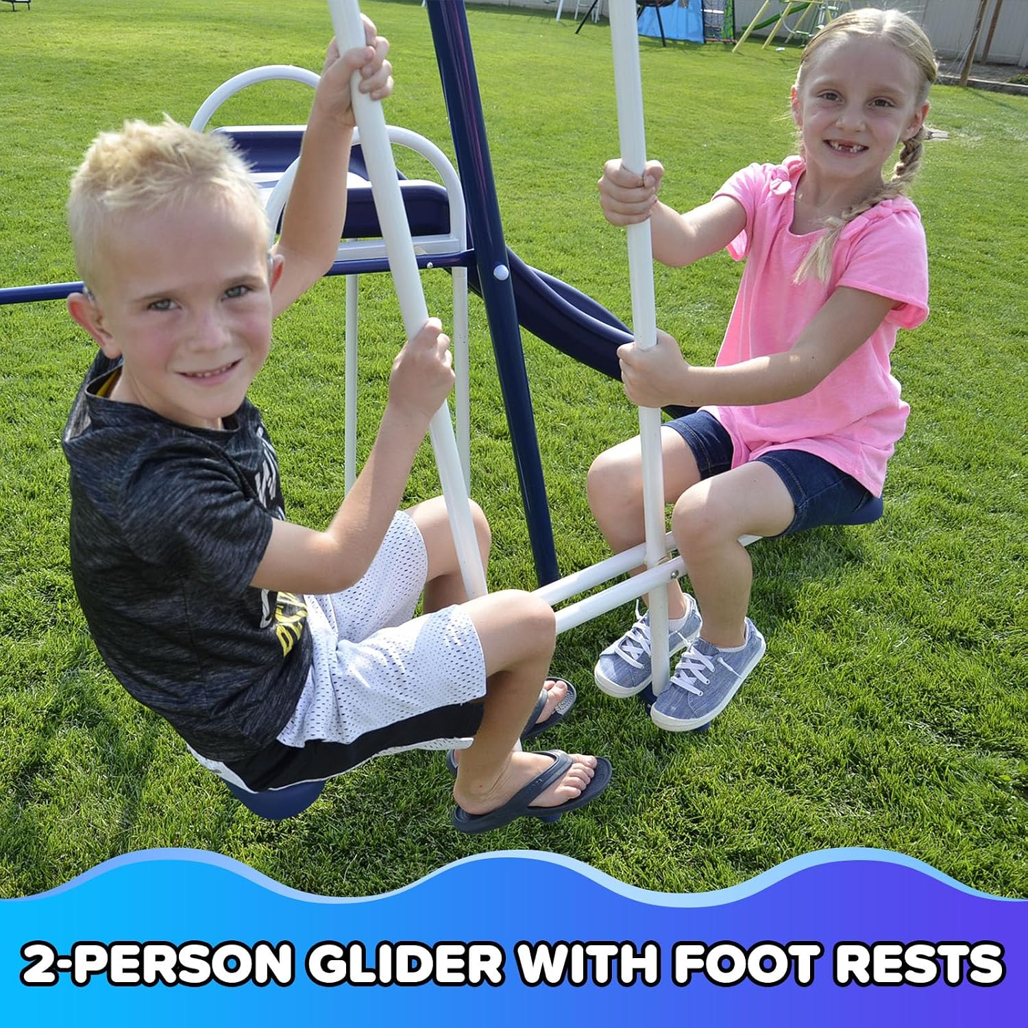 Sportspower Almansor Metal Swing, Slide and Trampoline Set with Slide