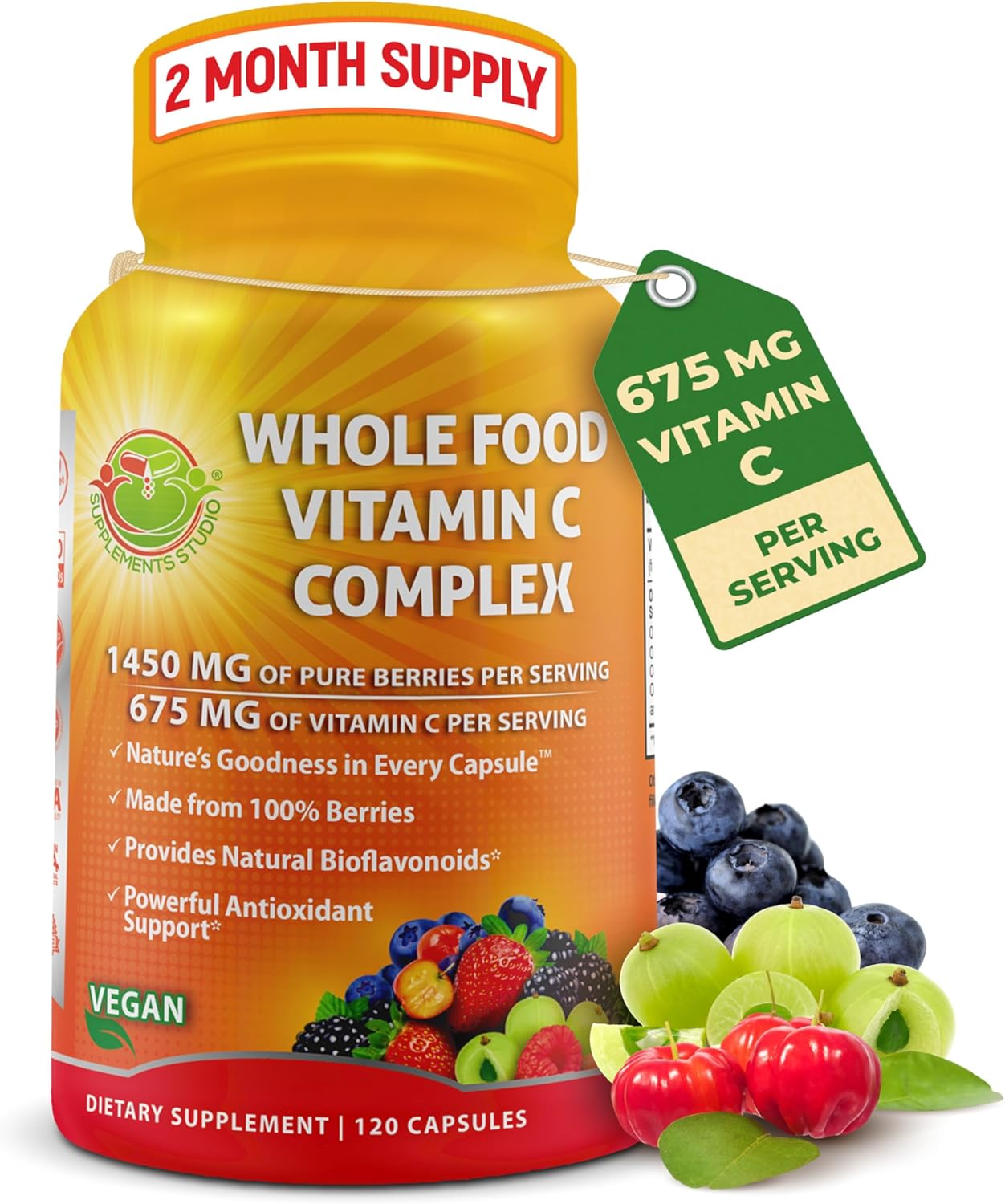 Liposomal Vitamin C Supplement 1500mg with Organic Acerola & Camu Camu