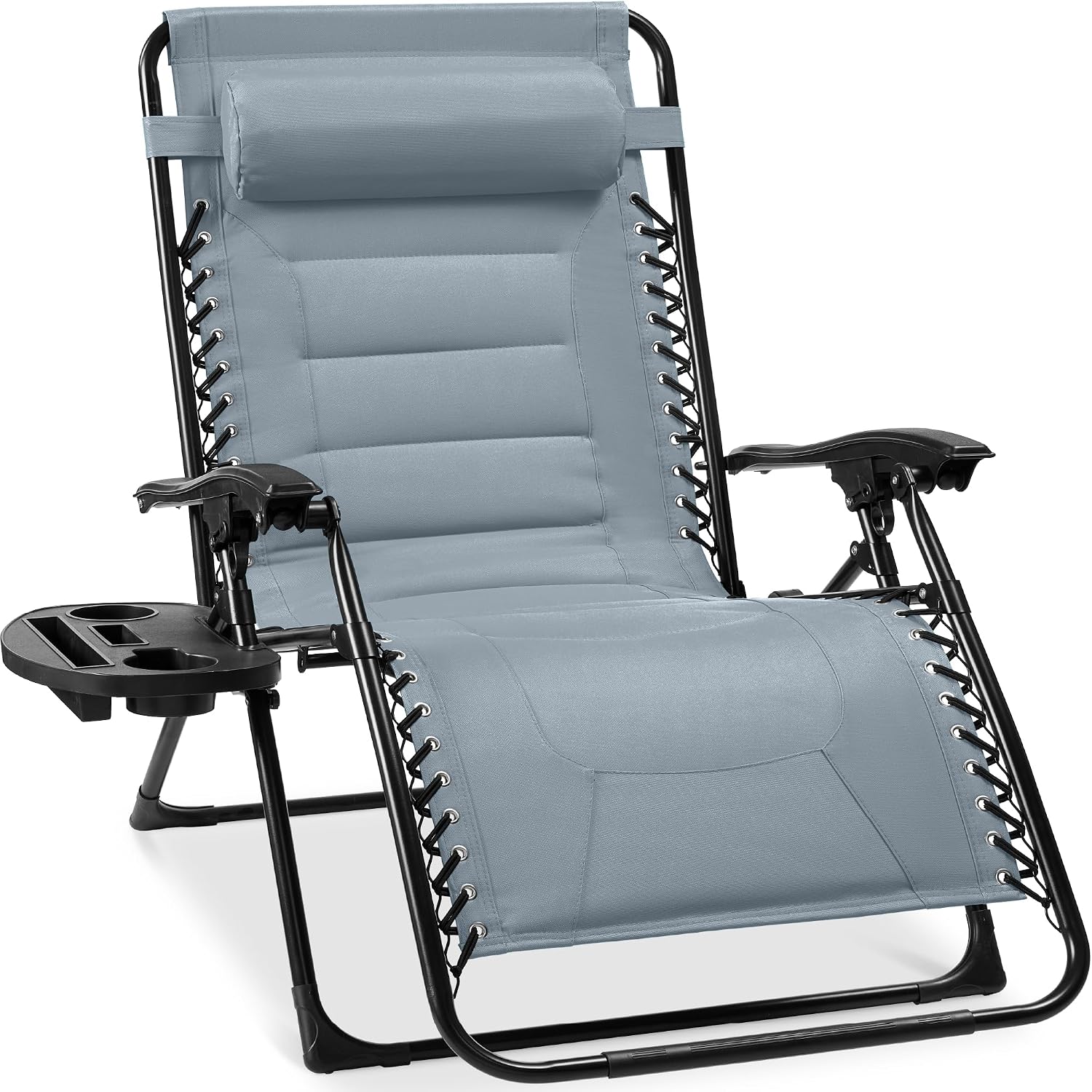 Best Choice Products Oversized Padded Zero Gravity Chair, Folding Outdoor Patio Recliner, XL Anti Gravity Lounger for Backyard w/Headrest, Cup Holder