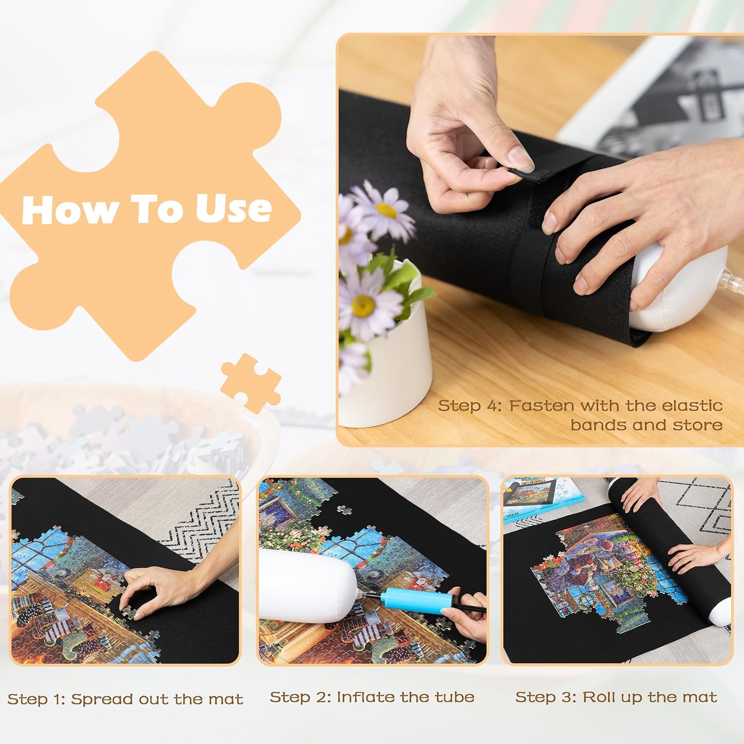 Lavievert 1500 Piece Jigsaw Puzzle Mat Roll Up, Portable Board for Adults