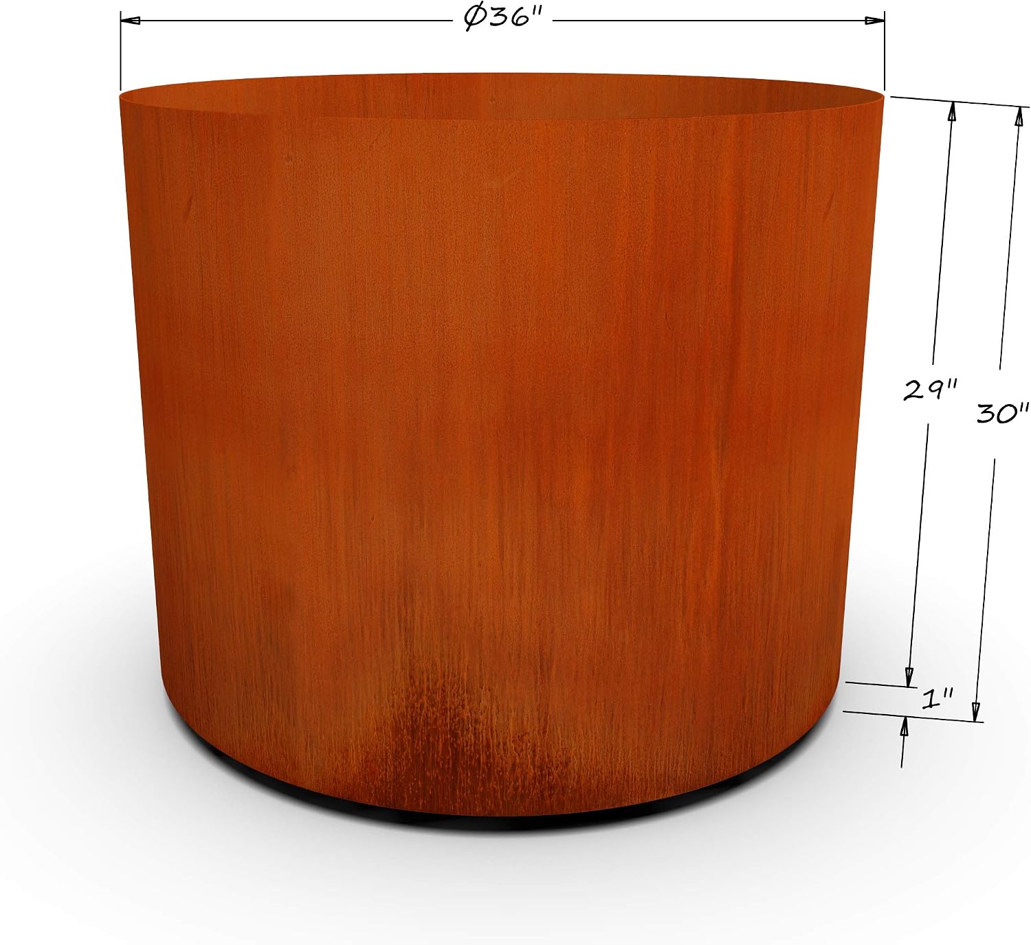 Plantercraft Large Round Planters for Outdoor Plants - 24 Inch Corten Steel Planter for Patio
