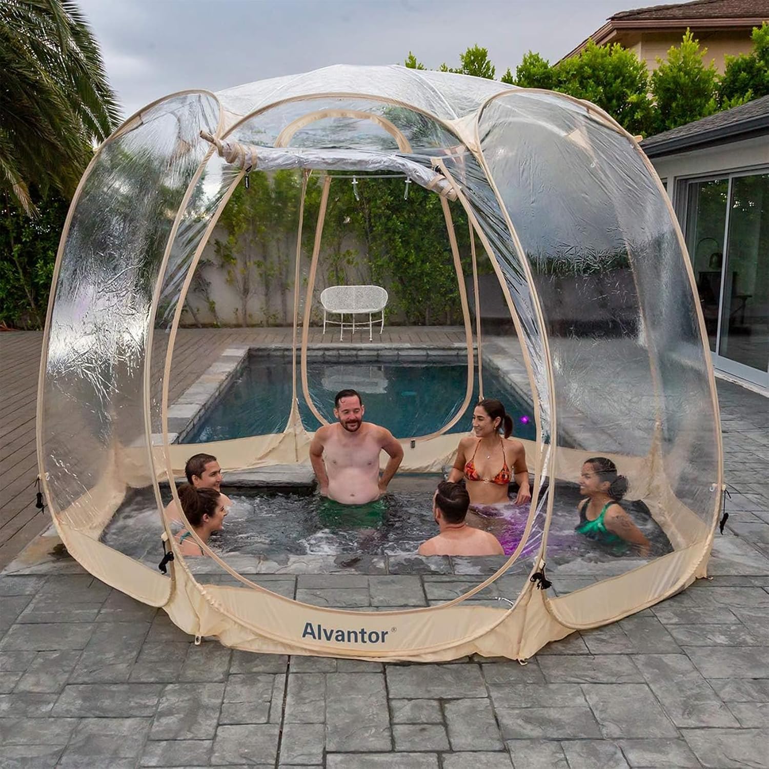 Alvantor® Pop Up Bubble Tent® - 6’ x 6’ Instant Igloo Tent® - 2-3 Person Screen House for Patios - Large Oversize Weather Proof Pod - Cold