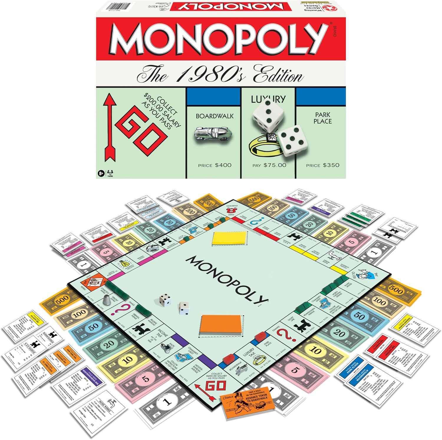 Monopoly The 1980's Edition, with Original Art, by Winning Moves Games USA | Includes Classic Tokens, For 2 to 8 Players, Ages 8+