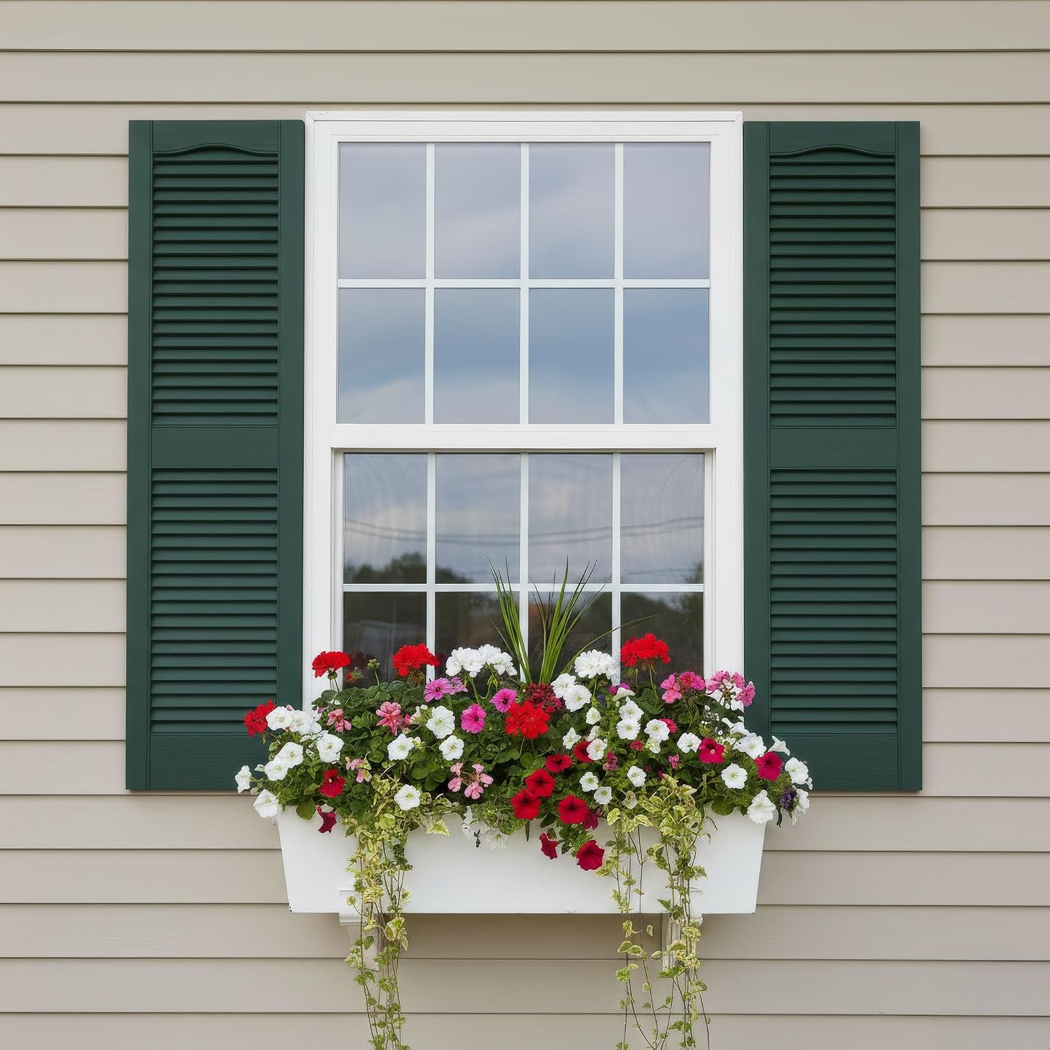 14 1/2"W x 60"H EverColor Open Louver Exterior Vinyl Shutters, w/Installation Shutter-Lok's & Matching Screws (Per Pair), Black