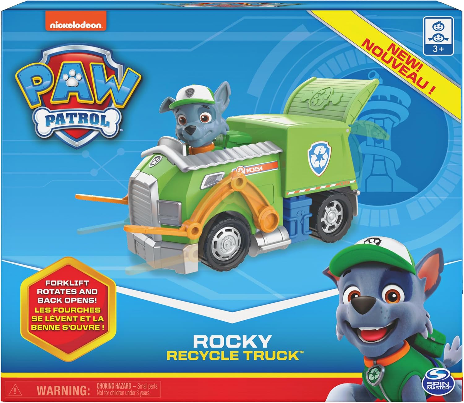 Paw Patrol, Rocky’s Recycle Truck Vehicle with Collectible Figure, Preschool Toys for Boys & Girls Ages 3 and Up