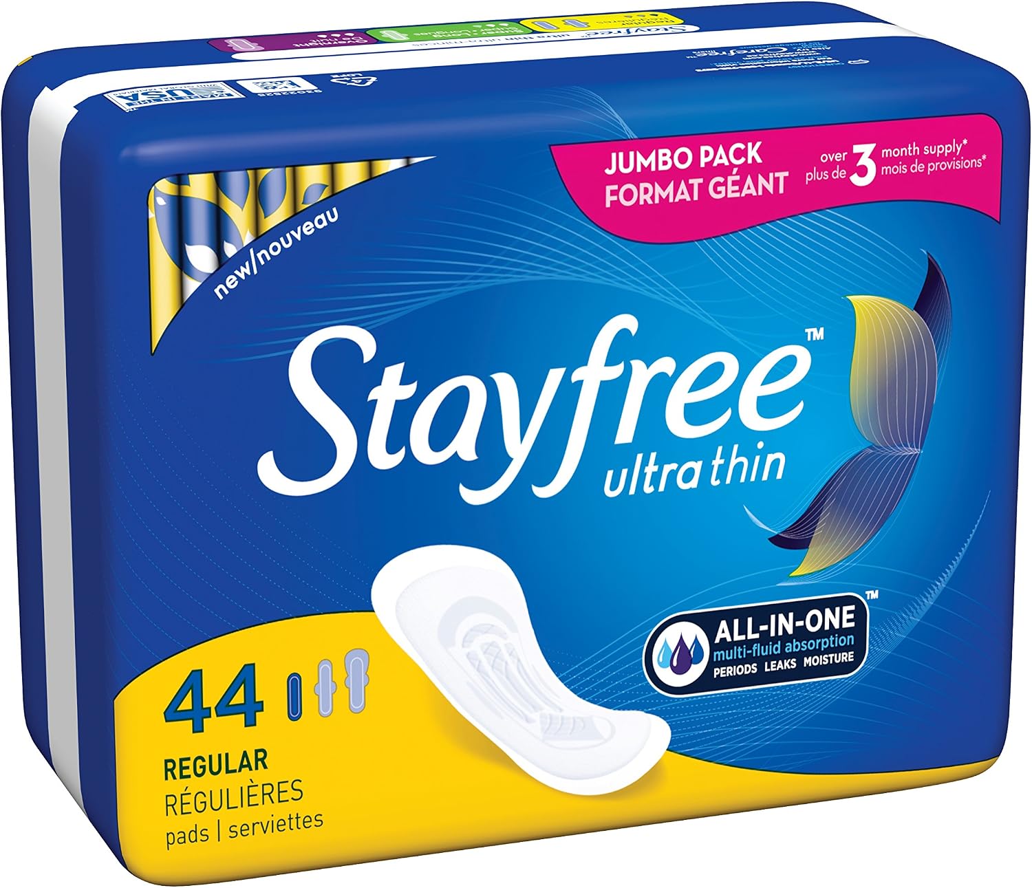 Stayfree Ultra Thin Super Long Pads with Wings For Women, Reliable Protection and Absorbency of Feminine Moisture, Leaks and Periods, 32 count