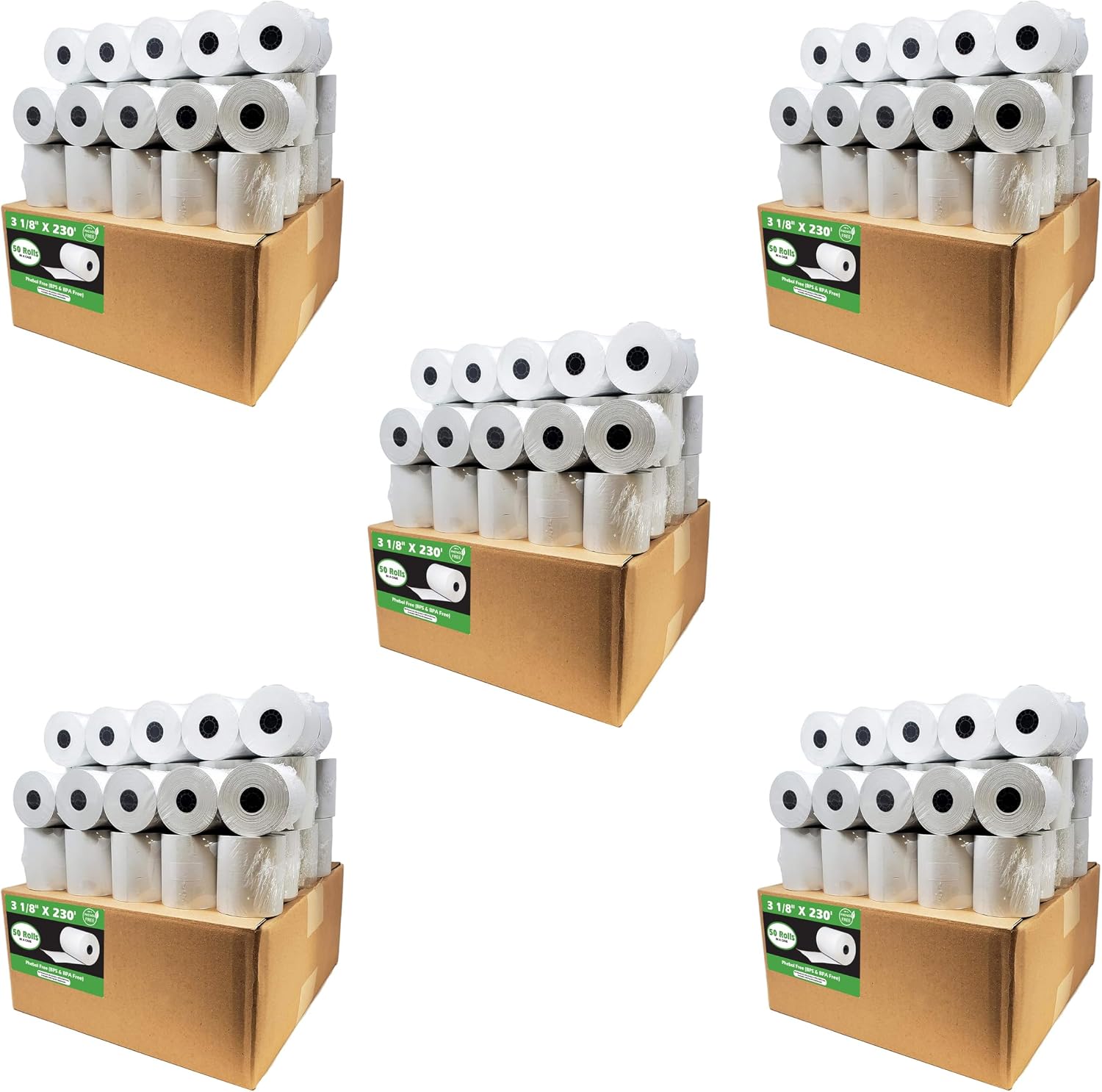(50 Rolls) 3 1/8 x 230 Thermal Paper Receipt Rolls (55 GSM Premium Quality German Paper) Fits All POS Cash Registers BPA Free - BuyRegisterRolls