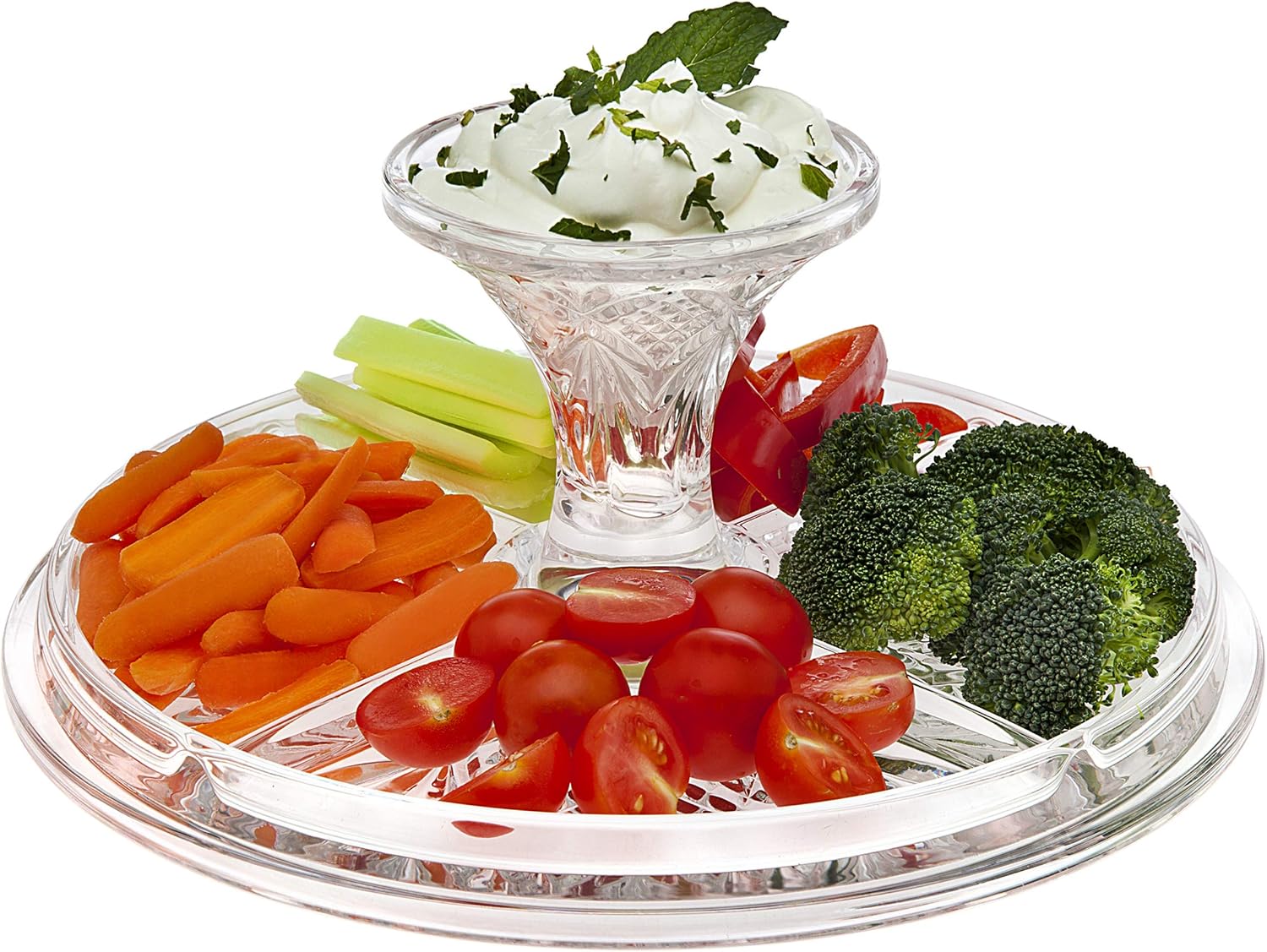 Godinger 4 in 1 Cake Stand, Cake Platter and Serving Plate Platter with Dome Cover, for Pastries, Desserts & More