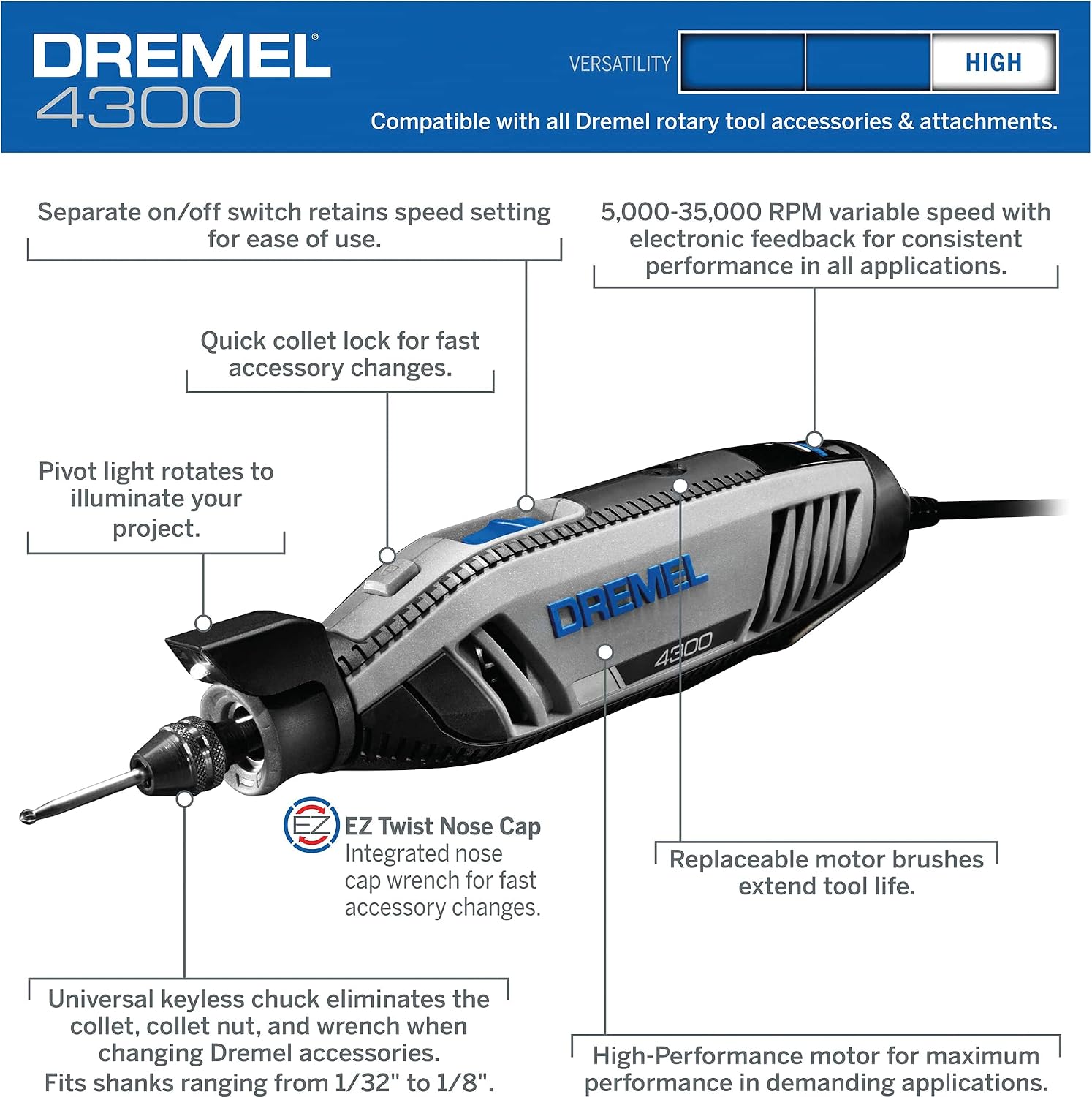 Dremel Rotary Tool Kit (4300) and Flex Shaft Attachment (225-02)