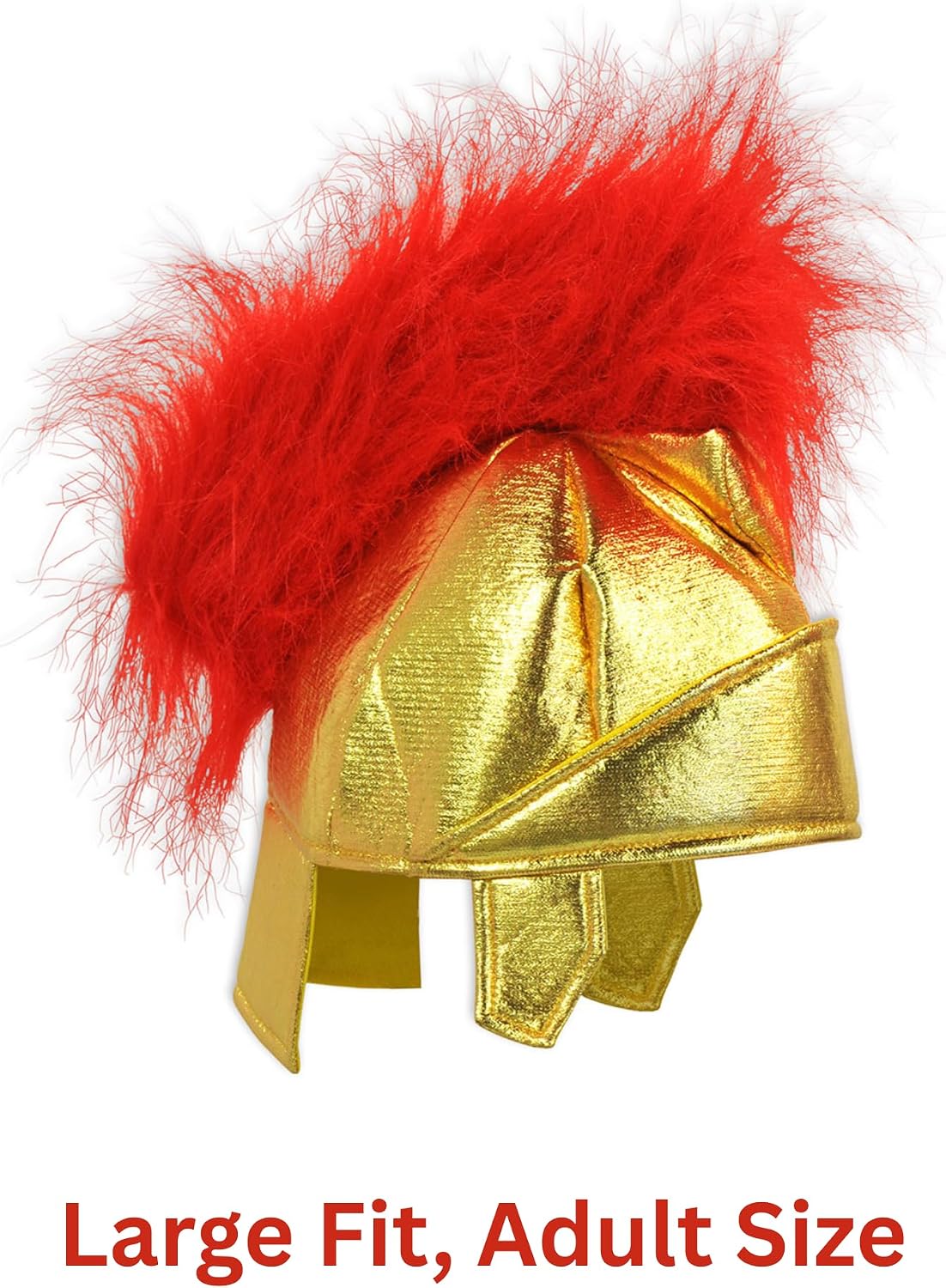 Beistle Fabric Roman Helmet – Gold Metallic Foam Costume Headpiece with Red Crest, Warrior Hat for Halloween, Theatrical Performances