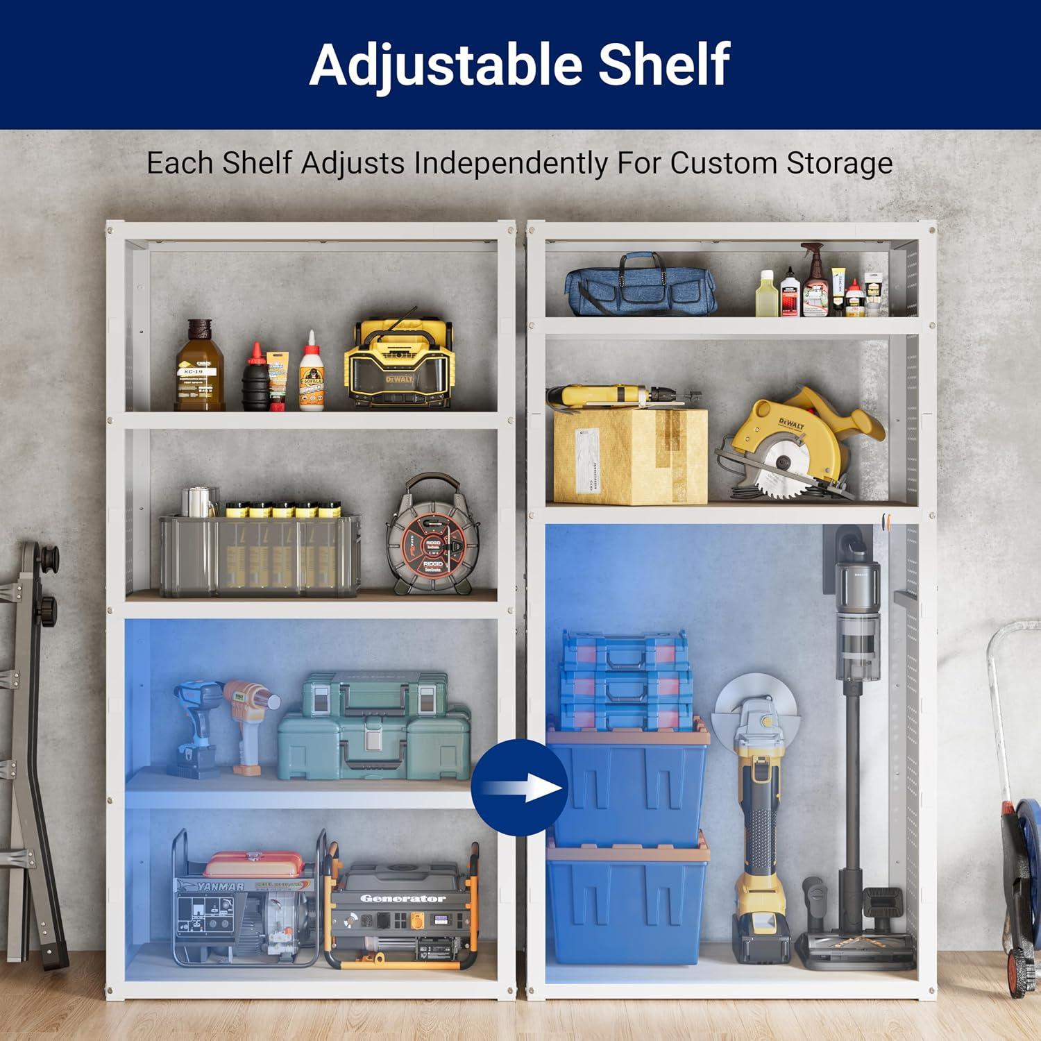 FLEXIMOUNTS 117"W Modular Garage Storage Cabinet with Workbench, Black | 6 Doors, 3700lbs capacity, Metal board shelf includes pegboard, 3-in-1 metal tool cabinet, 24-gauge steel, FLEXIMOD Series