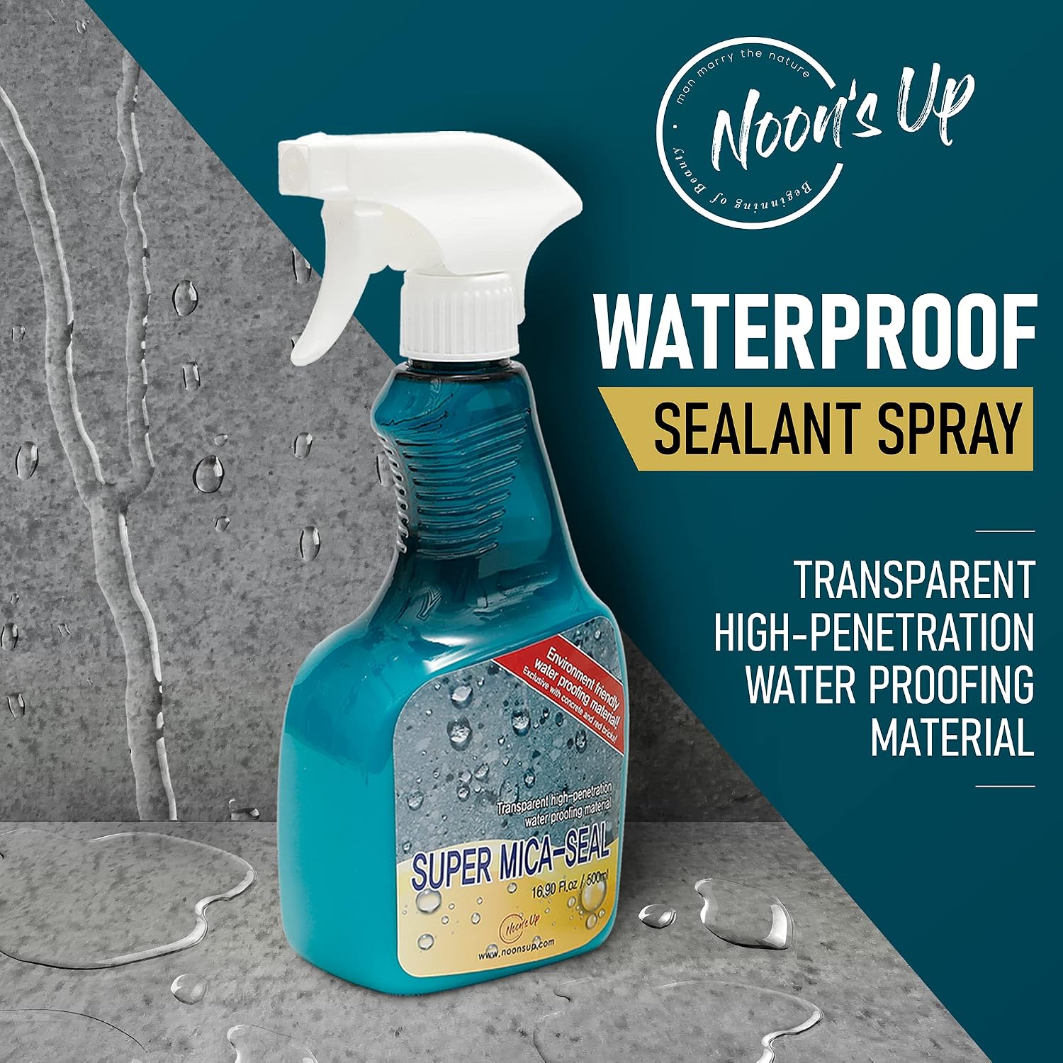 NOON'S UP Mica-Seal Waterproof Bird Bath & Concrete Sealer Spray, 16.90 oz