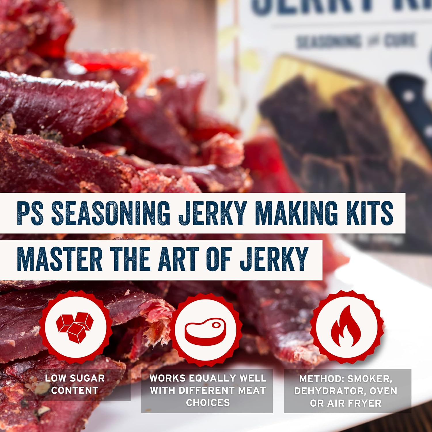 PS Seasoning Jerky Seasoning and Cure Kit (Cracked Pepper & Garlic)- Award-Winning DIY Beef Jerky Making Kit with Seasoning Mix & Cure- Oven, Smoker, Dehydrator- Great for Beef, Turkey, Venison