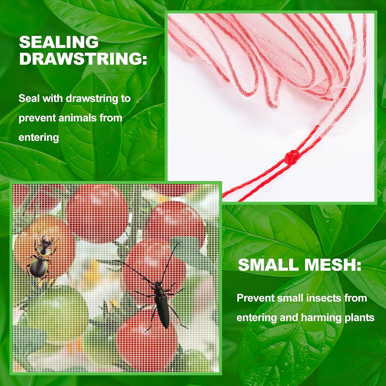 Insect Bird Barrier Mesh, 3.5 x4.6FT Garden Netting Barrier with Drawstring
