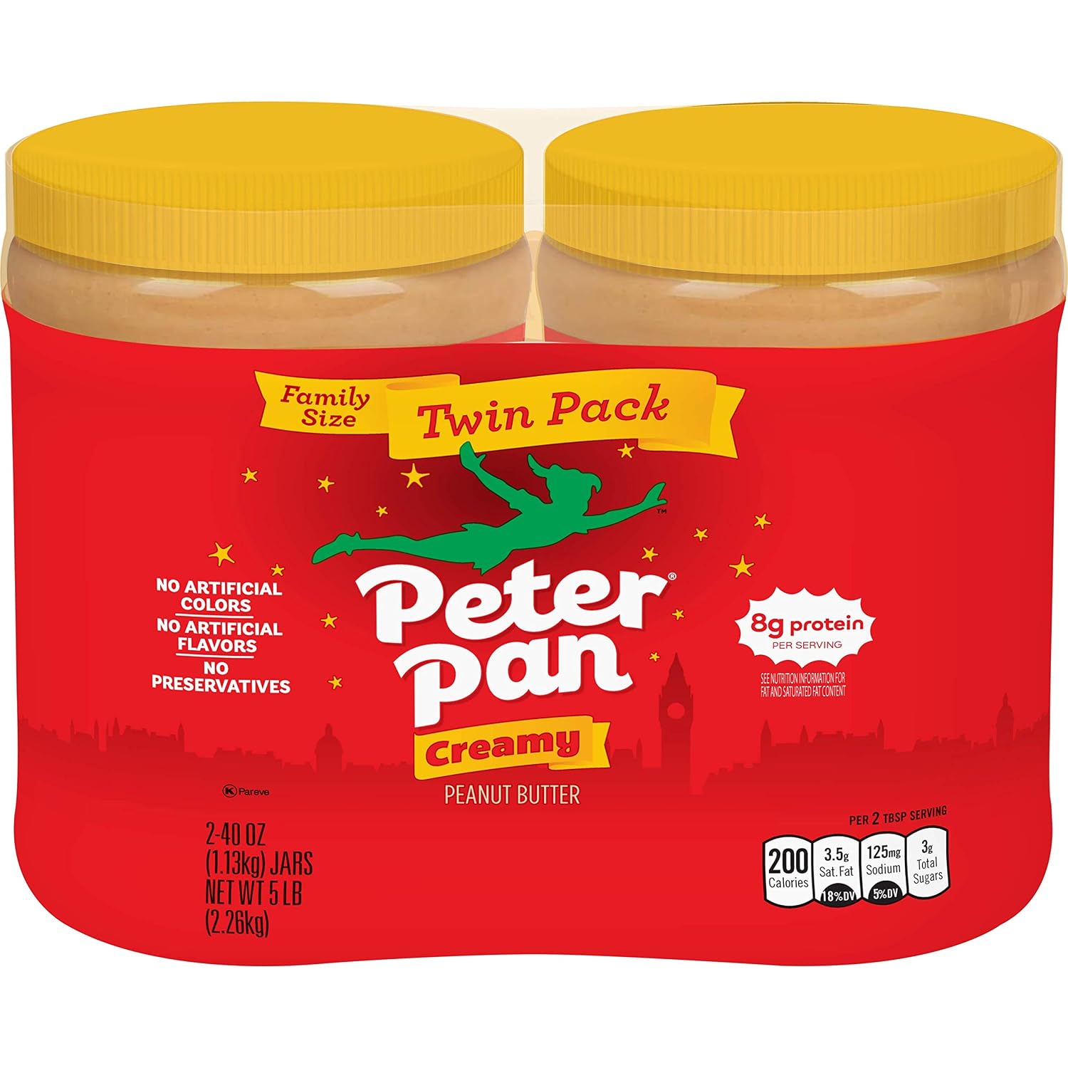 Peter Pan Creamy Peanut Butter, Made with Roasted Peanuts, Great for Peanut Butter and Jelly Sandwiches and Peanut Butter Snacks, Gluten Free Peanut Butter, 56 OZ Jar