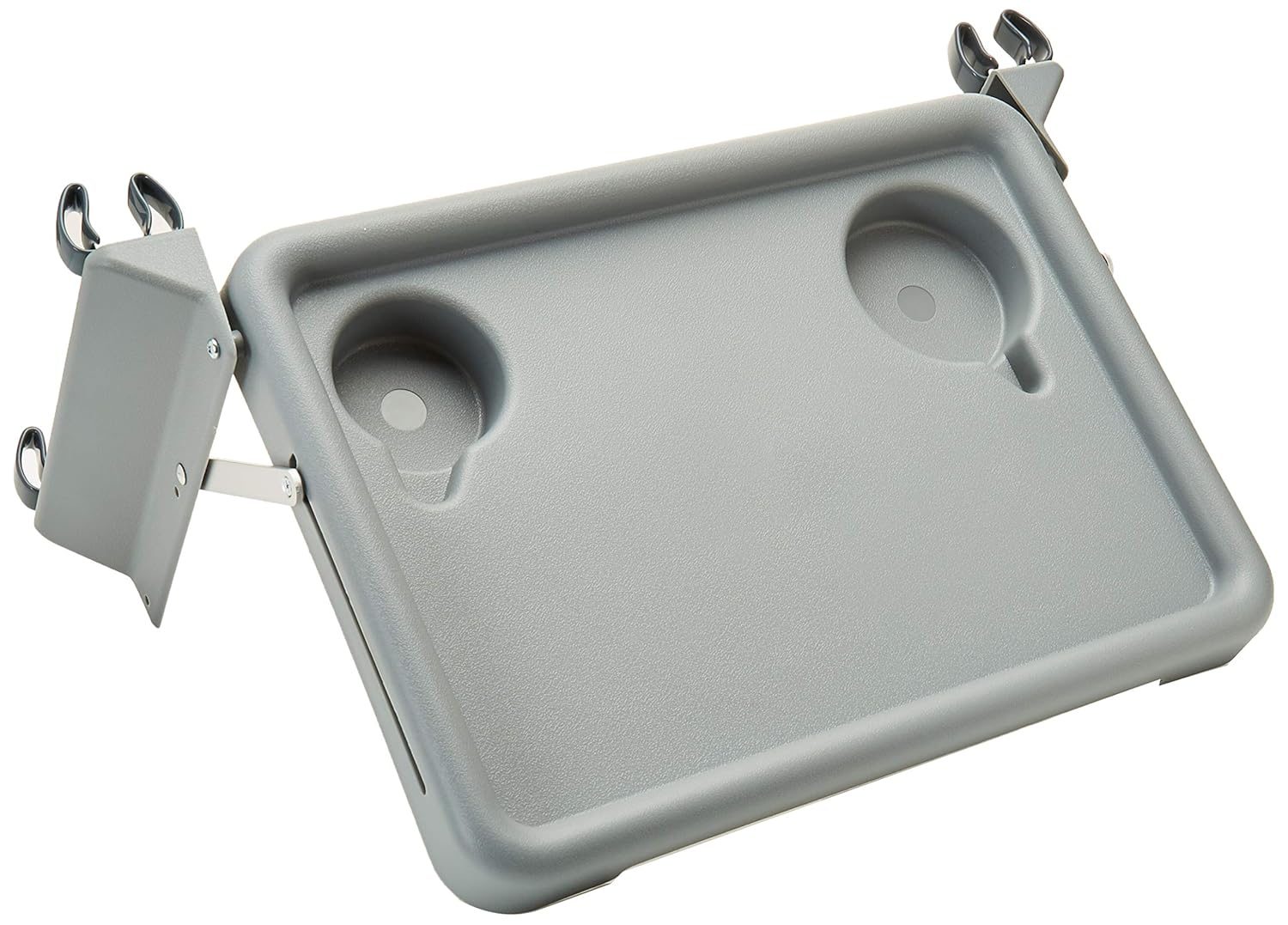 Lumex Folding Walker Tray with Cup Holders – Clip-On Walker Accessory, Tool-Free Installation, Grey