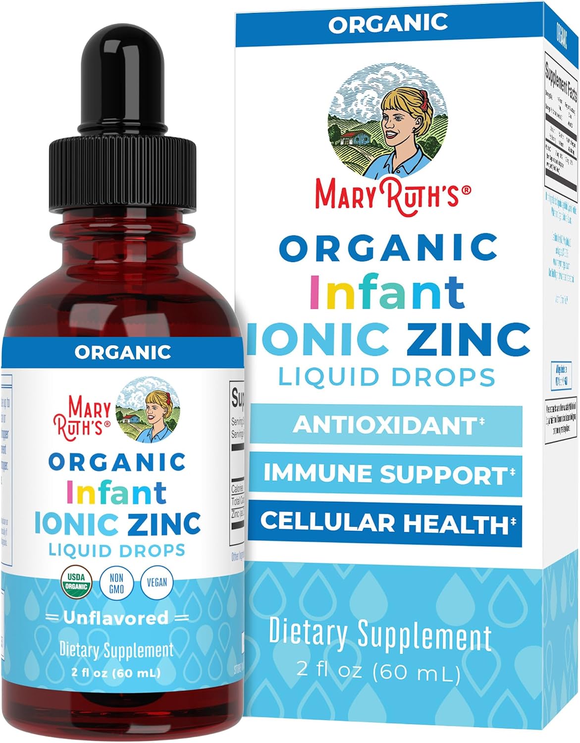 MaryRuth Organic Infant Ionic Zinc Liquid Drops, Unflavored, Vegan, 2 Fl Oz