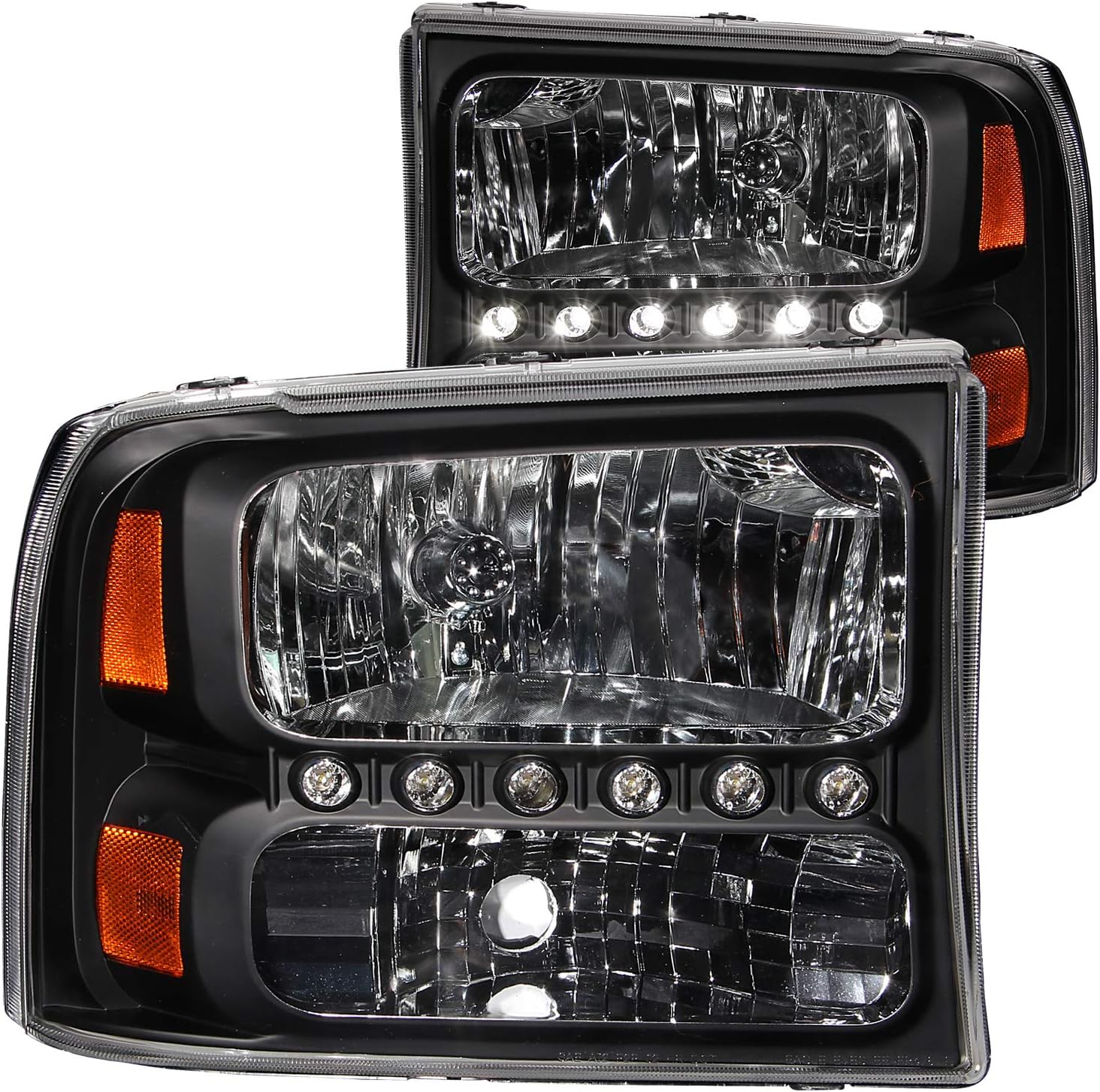 ANZO USA 111106 Ford Black Amber Headlight Assembly - (Sold in Pairs)