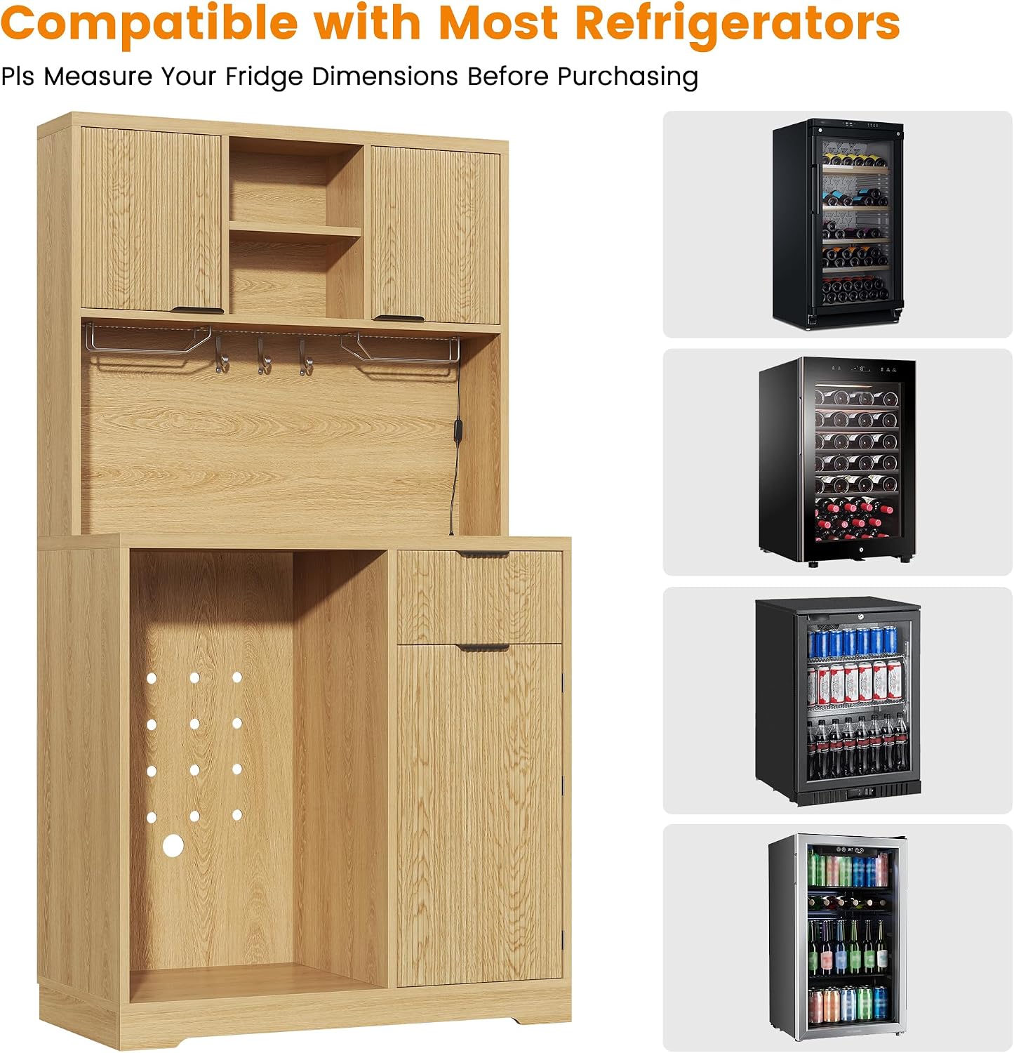 kepptory 47” Pantry Cabinet, Kitchen Pantry Storage Cabinet with Doors and Adjustable Shelves,Freestanding Buffet Cupboards Sideboard for Living Room and Dinning Room (White)