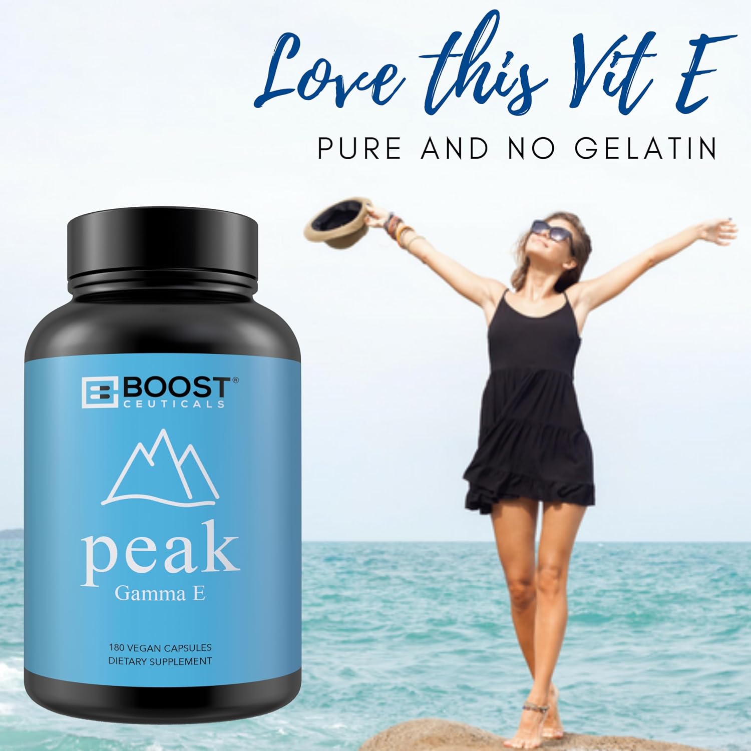 Gamma E Vitamin E Supplement 180mg Mixed Tocopherols - 180 Vegan Capsules | Antioxidant for Heart and Inflammation Support, Non-GMO, Gluten Free