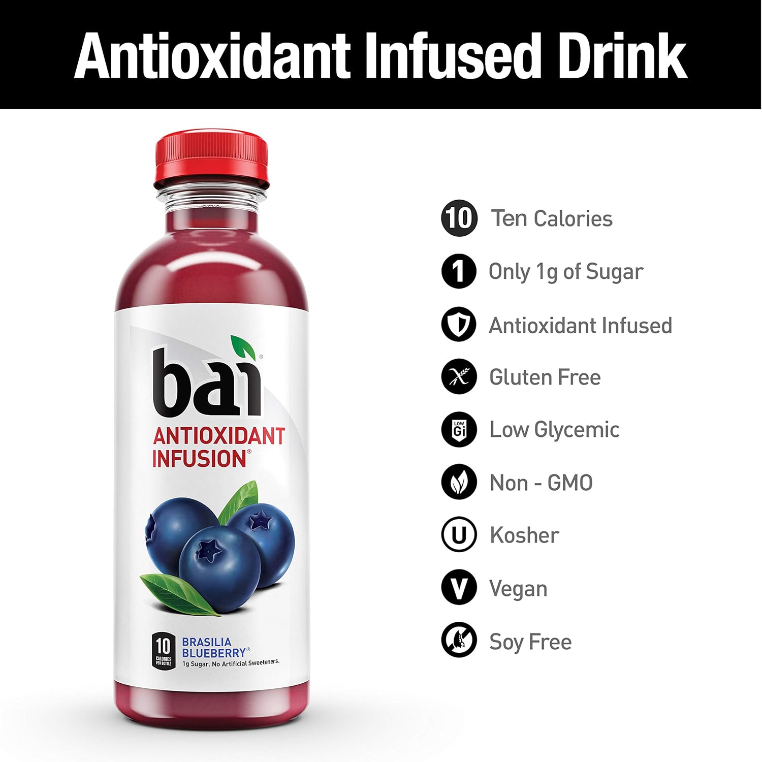 Bai Coconut Flavored Water Puna Coconut Pineapple, Antioxidant Infused, Coconut Pineapple Flavored Water Drink, 18 Fluid Ounce Bottles, 6 Count