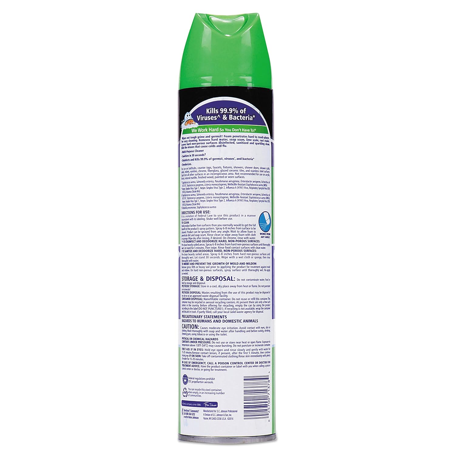 Scrubbing Bubbles 682264 Multi Surface Bathroom Cleaner, Clean Fresh Scent, 25 oz Aerosol Can (Case of 12)