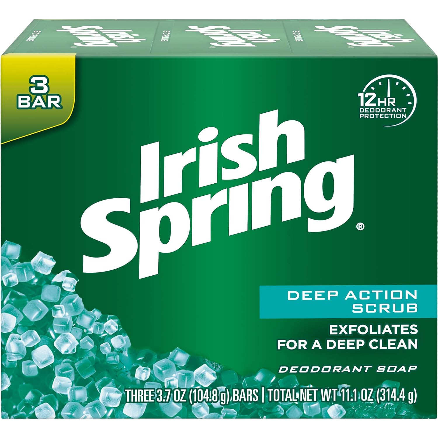 Irish Spring Deep Action Smoothening,Moisturizing,Exfoliating Scrub Bar Soap 3 Pack