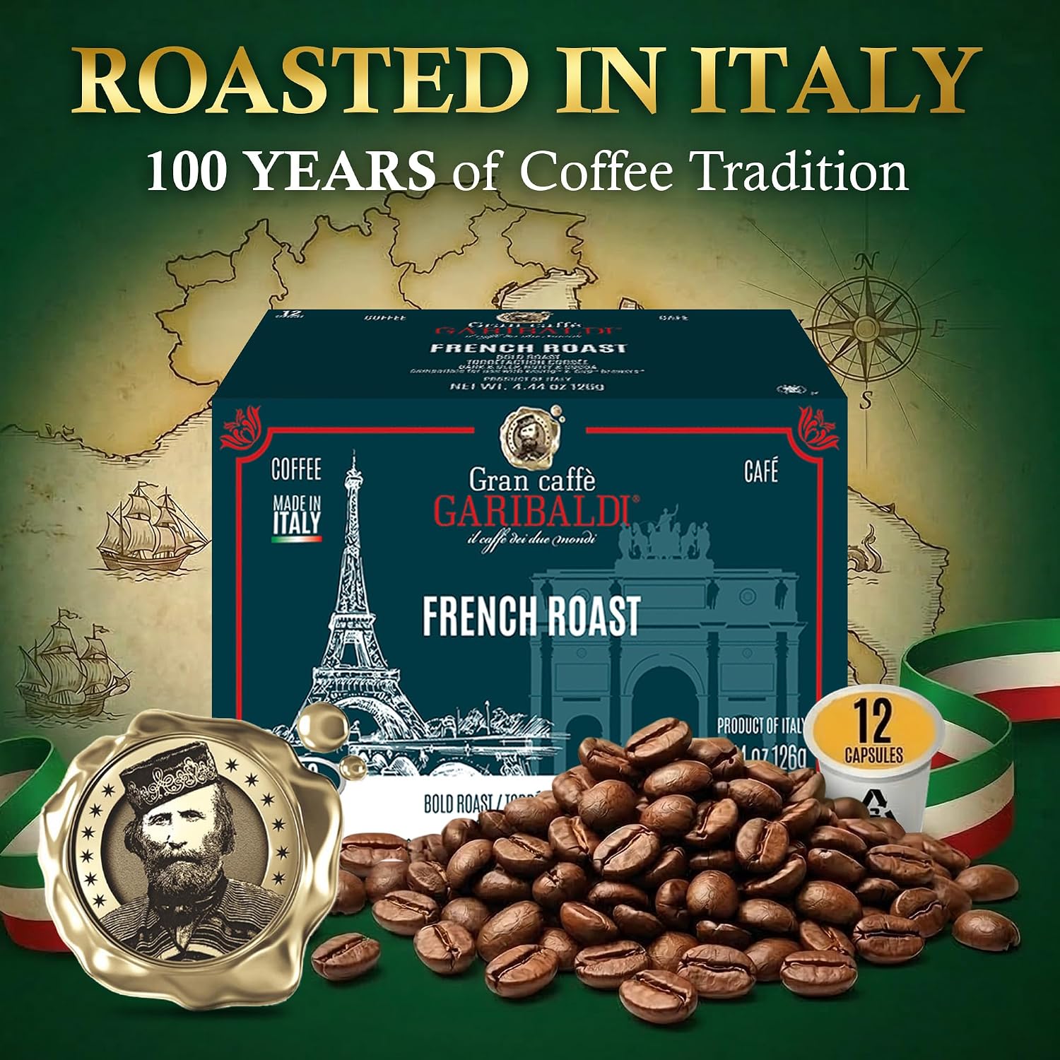 Caffè Garibaldi Colombian Coffee Pods for Keurig K-Cup Brewers, 12 Count
