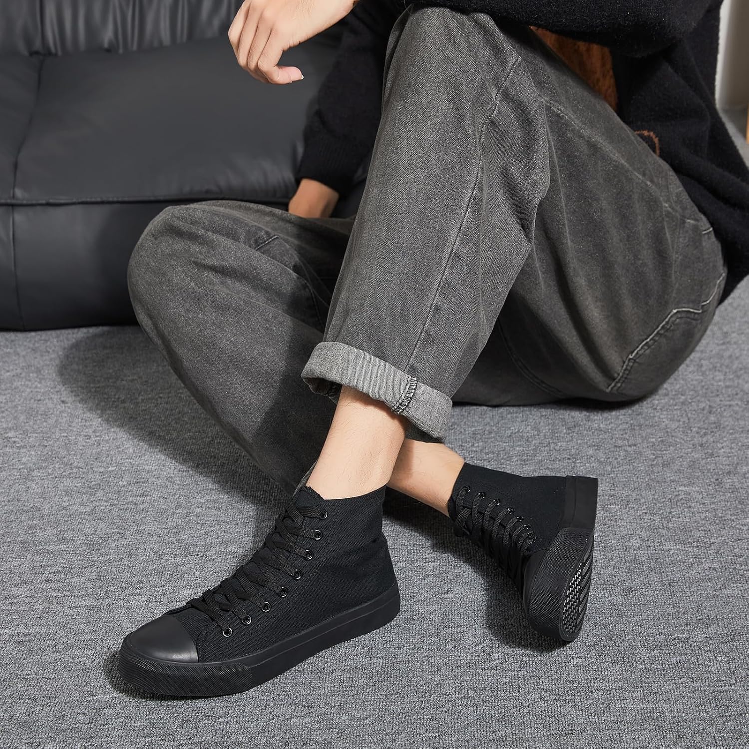yageyan Men’s High Top Canvas Sneakers Fashion Lace up Walking Shoes Casual Classic