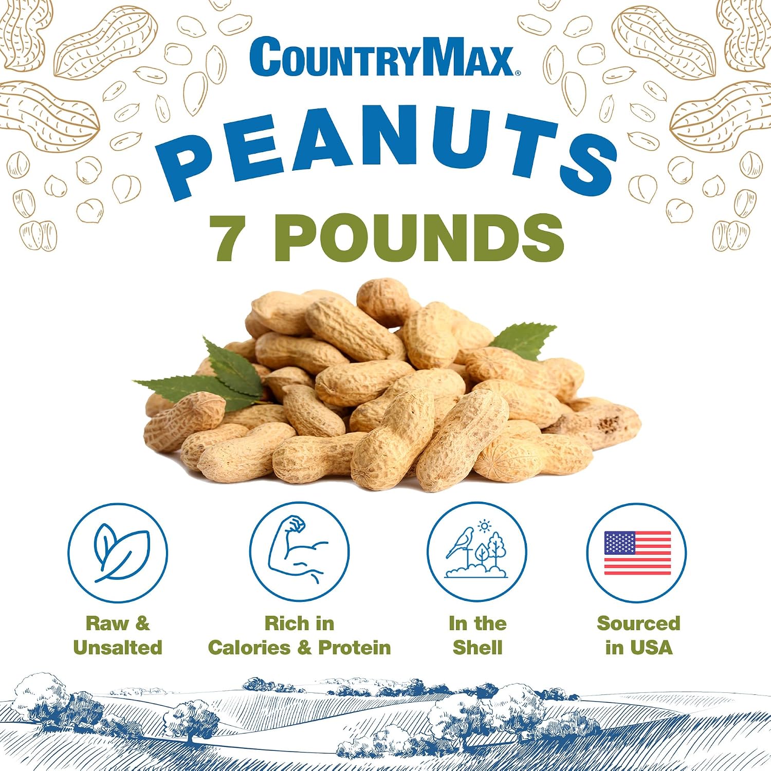 Backyard Seeds In-Shell Raw Unprocessed Peanuts 7lbs - Premium Whole Peanuts for Wildlife & Squirrels, Natural Foraging, High Protein