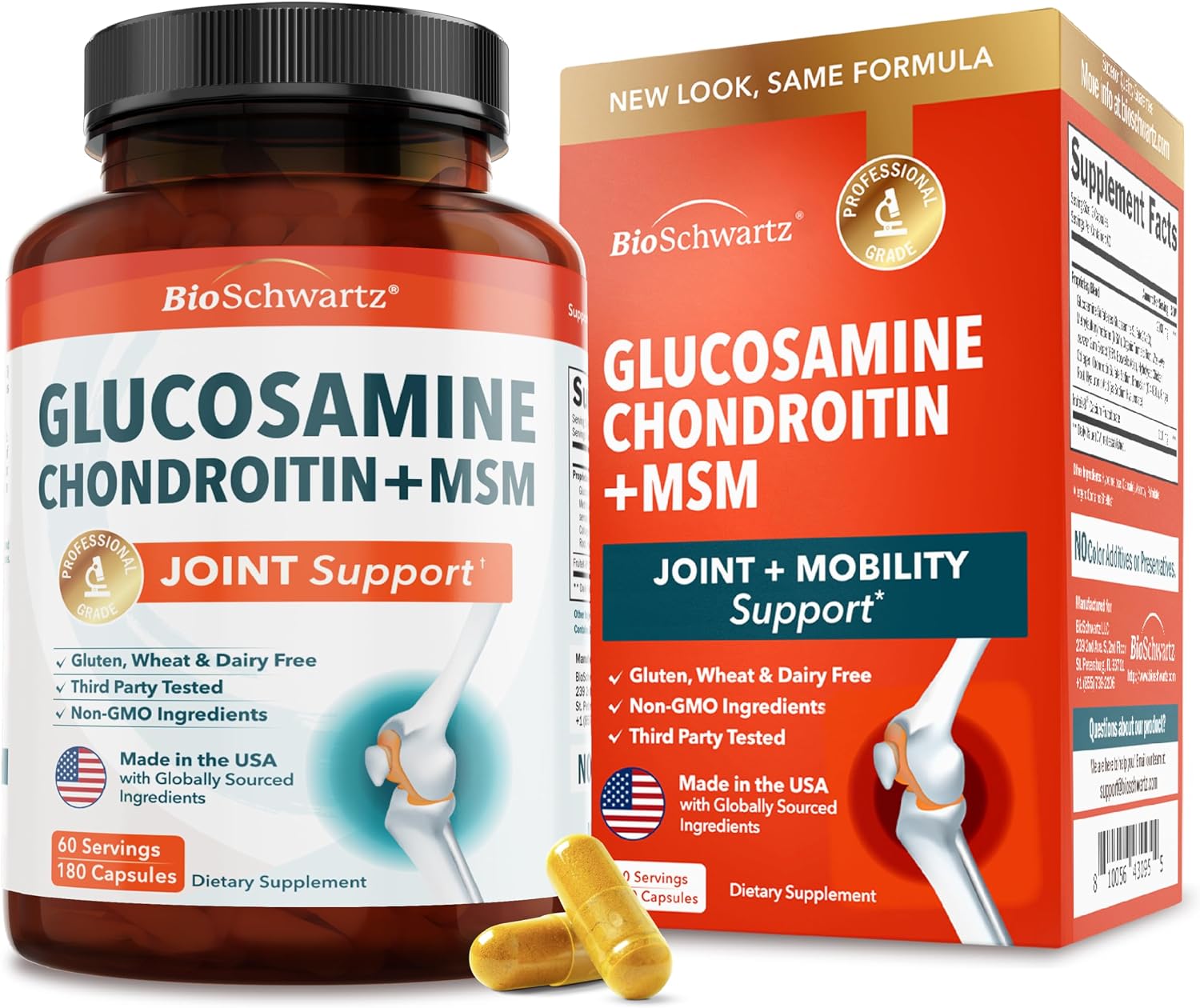 Glucosamine Chondroitin MSM Joint Support Supplement, 90 Capsules | Turmeric & Ginger, Hyaluronic Acid, Collagen, Glucosamine Chondroitin Sulfate for Joint Comfort, Gluten Free, Non GMO