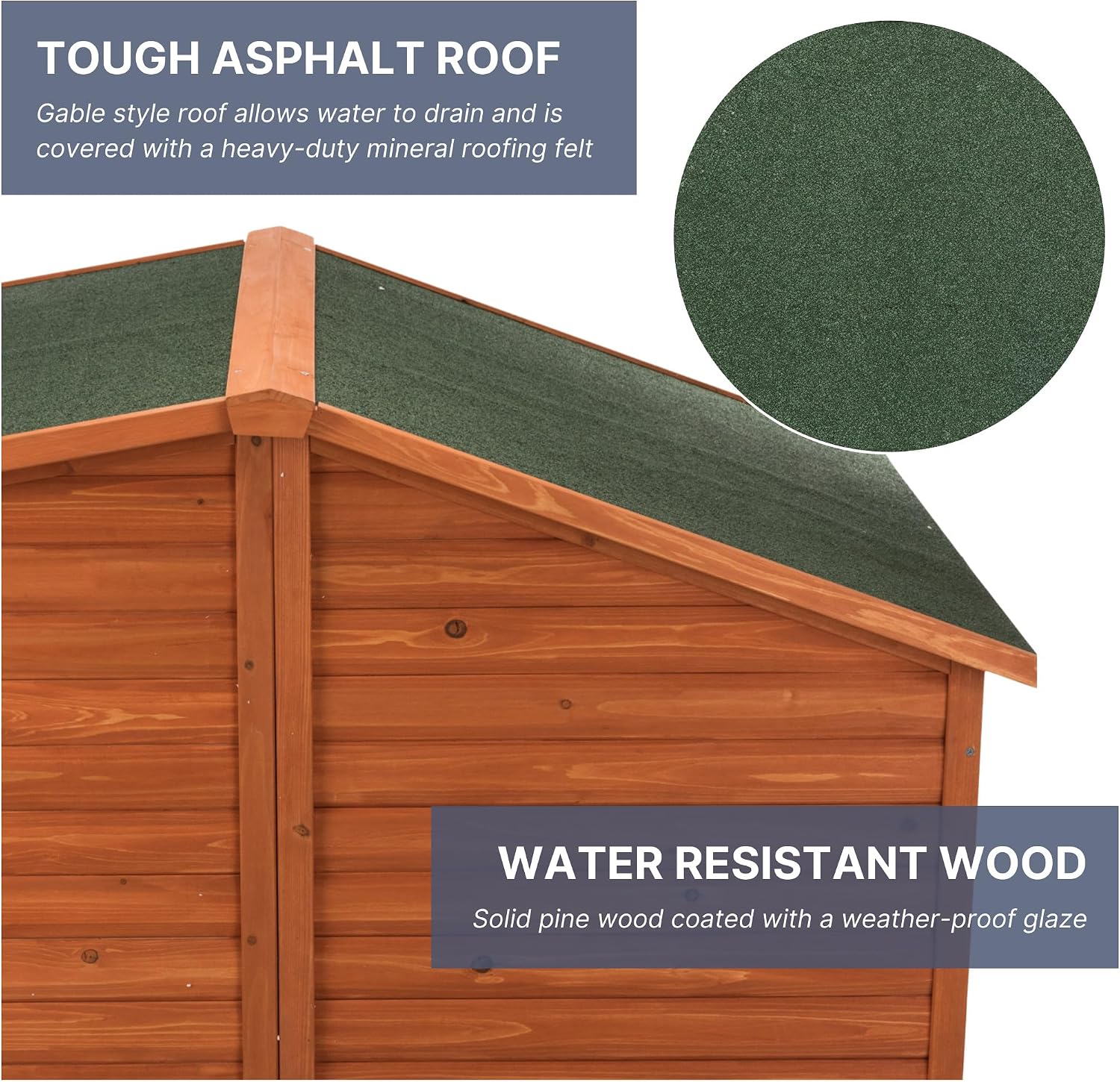 Trixie Natura Classic Dog House - Wooden Outdoor Shelter with Weatherproof Sealer, Hinged Roof & Adjustable Legs for Medium Dogs - Gray - 27 x 41 x 28.5 in