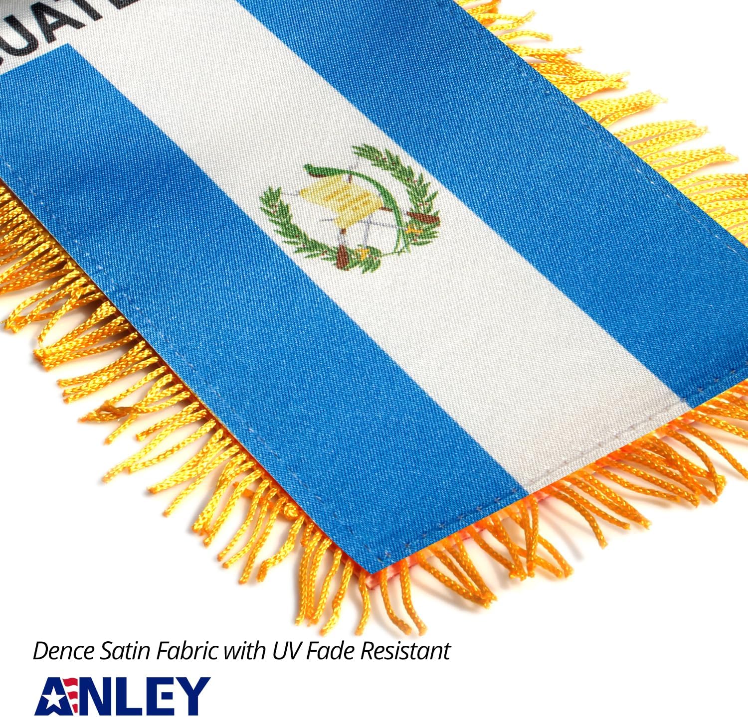 Anley 4 X 6 Inch Nicaragua Fringy Window Hanging Flag - Mini Banner & Car Rearview Mirror Décor - Fringed Nicaraguan Hanging Flag with Suction Cup