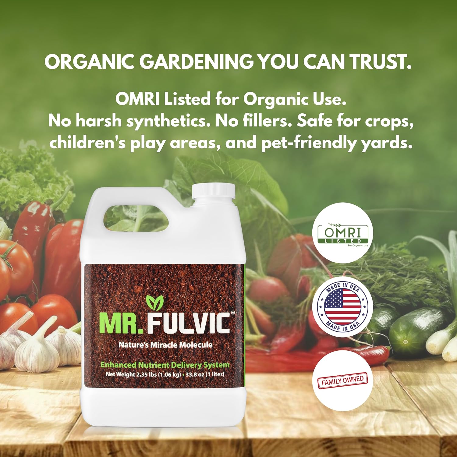 Mr. Fulvic Organic Fulvic Acid for Plants | Liquid Humic Soil Amendment & Nutrient Enhancer | Boosts Root Growth, Yield & Plant Health | Hydroponics