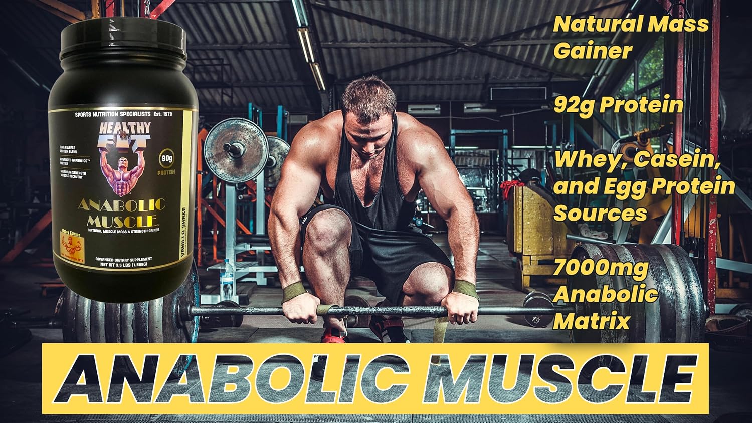 Healthy 'N Fit A. Muscle (Chocolate) 3.5 lb - Natural Protein and Muscle Mass Gainer