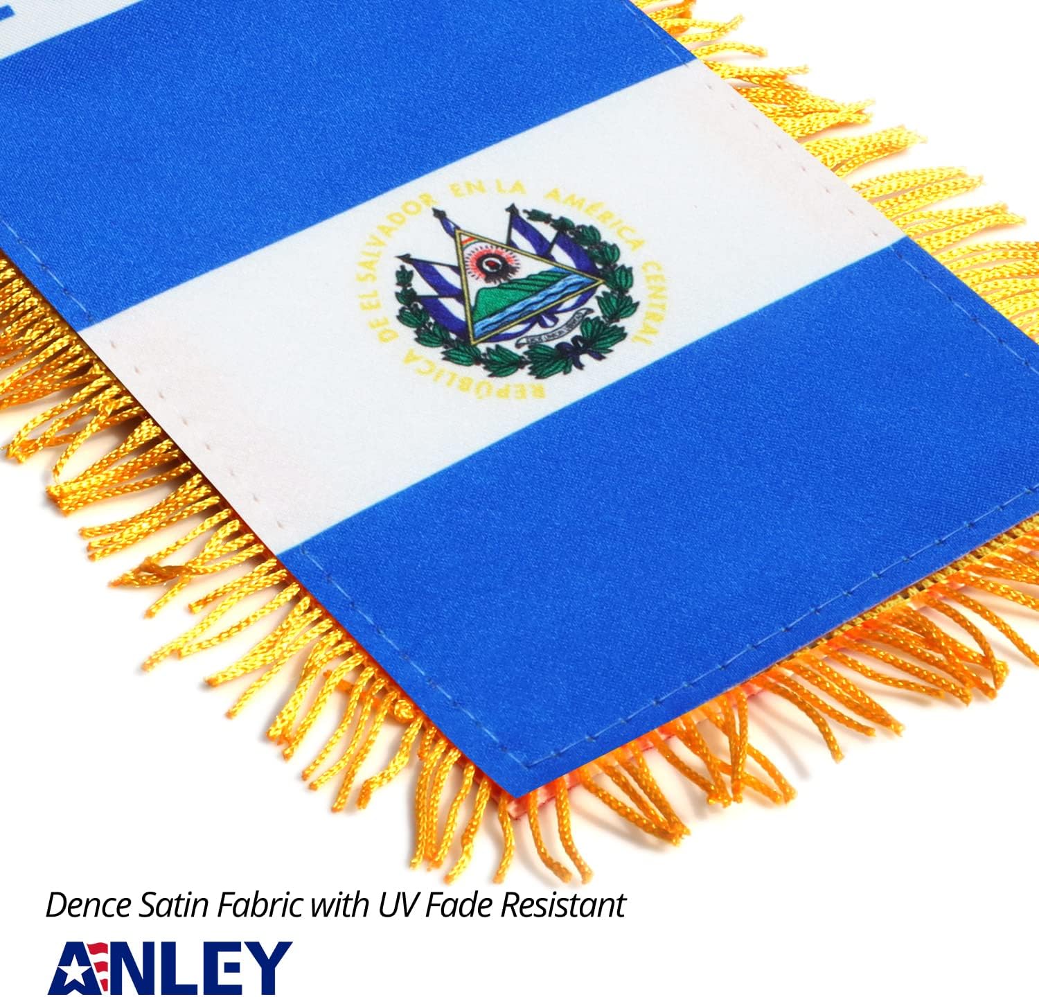 Anley 4 X 6 Inch Nicaragua Fringy Window Hanging Flag - Mini Banner & Car Rearview Mirror Décor - Fringed Nicaraguan Hanging Flag with Suction Cup