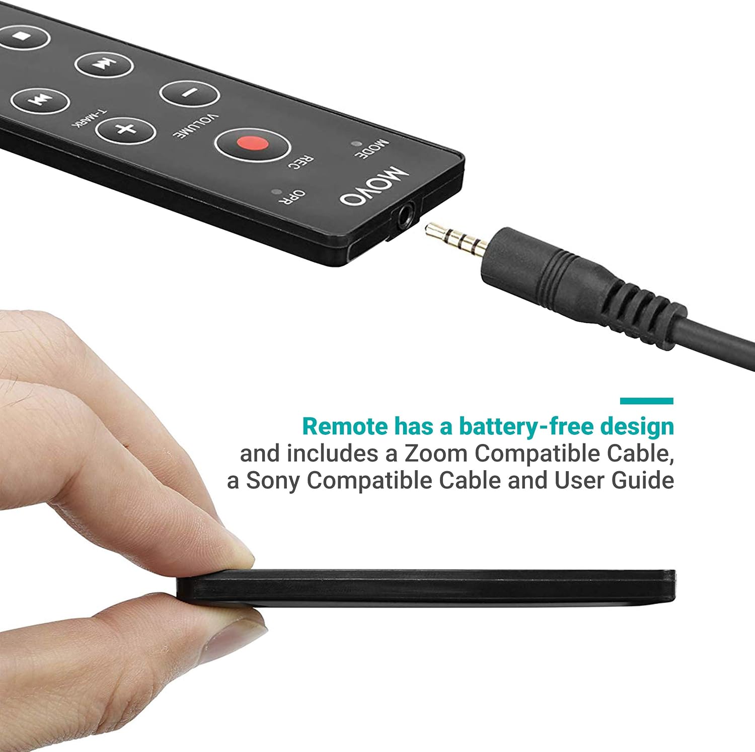 Movo REC-4 Wired Remote Control for Zoom H2n, H4n Pro, H5 and H6 Portable Digital Handy Recorders - Also Compatible with Sony M10, D50, D100