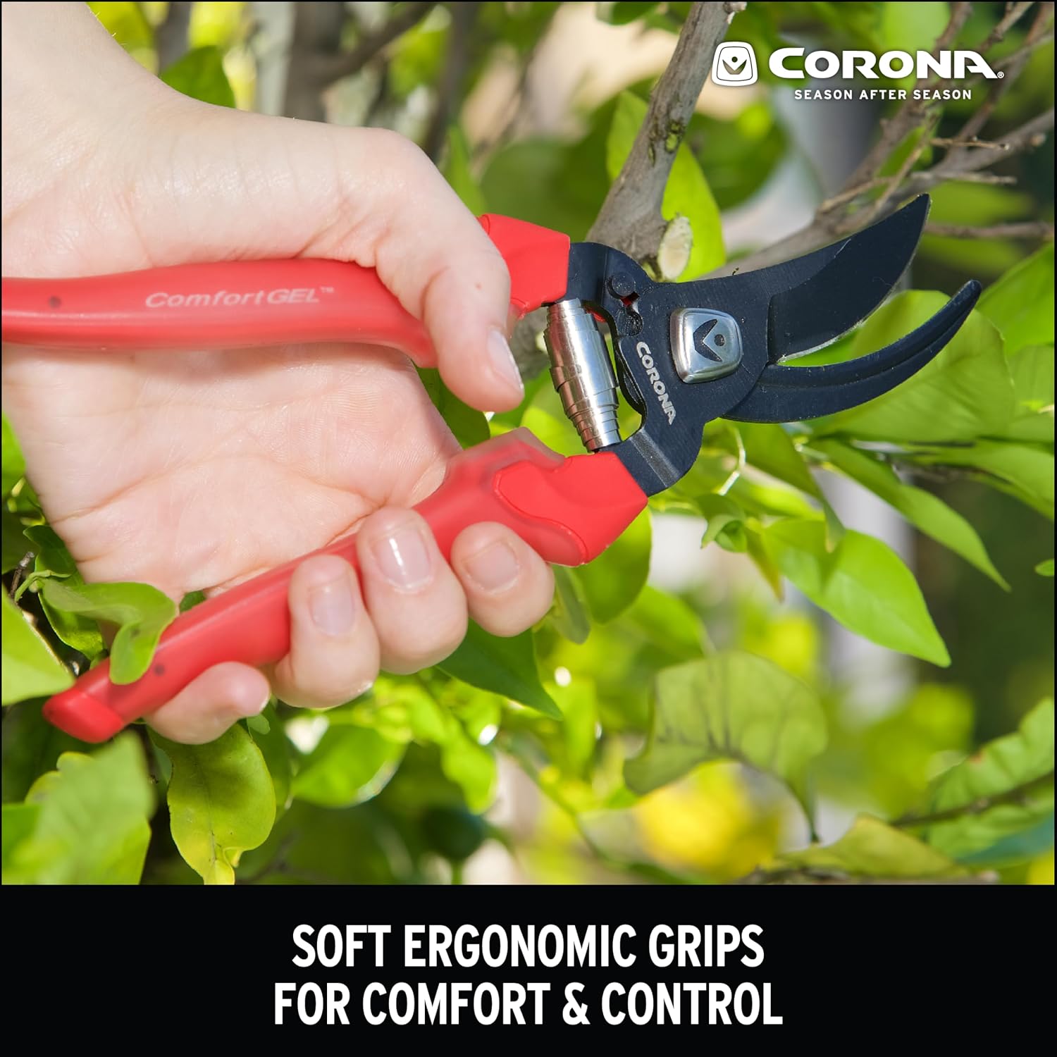 Corona BP 3214D ComfortGEL Bypass Hand Pruner, 3/4-inch cut , Red