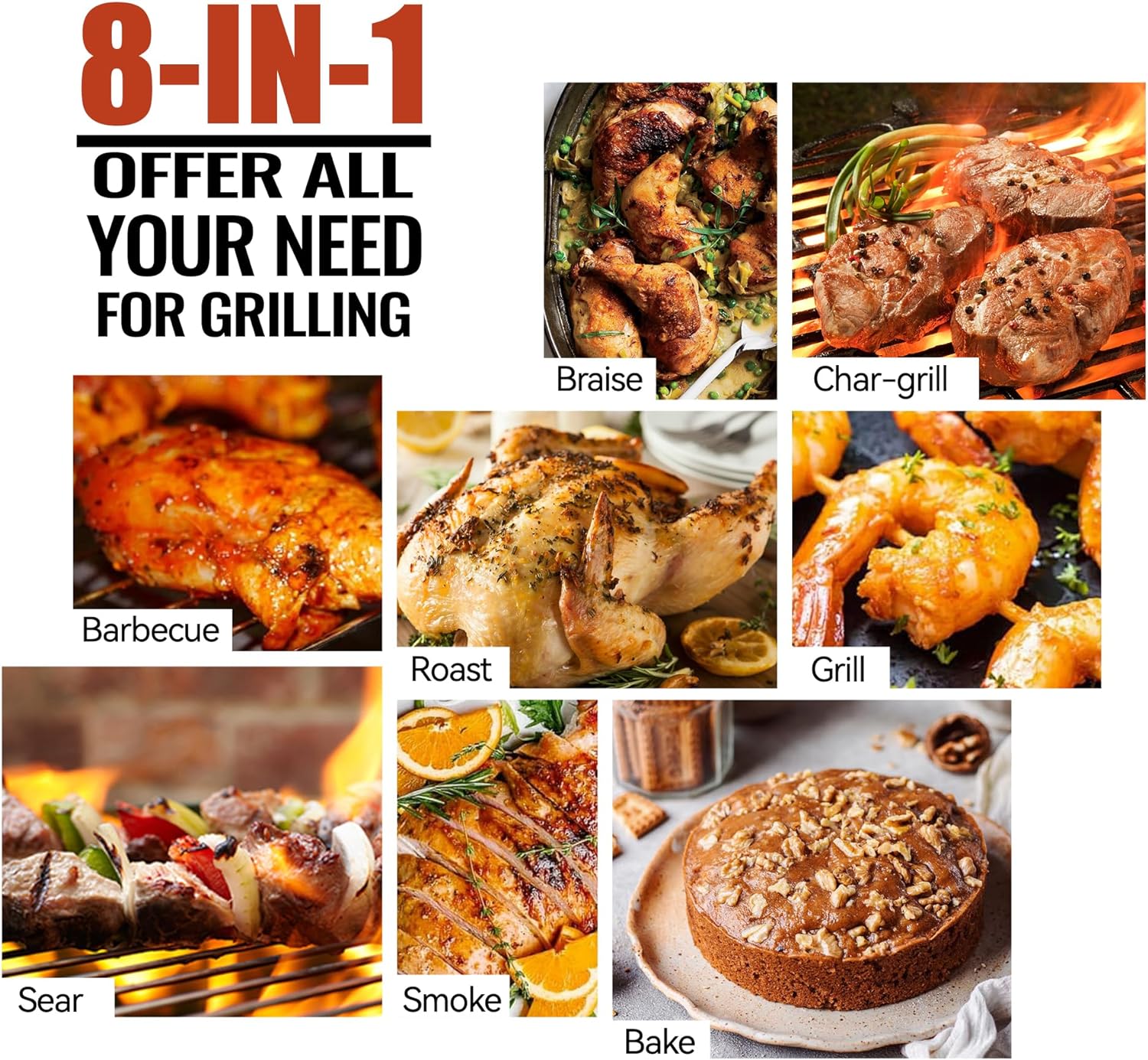 Z GRILLS Wood Pellet Smoker Grill, 8 in 1 BBQ Grill with Auto Temperature Control, 697 sq in Cooking Area for Backyard, Patio and Outdoor Cooking, 7002E, Sliver
