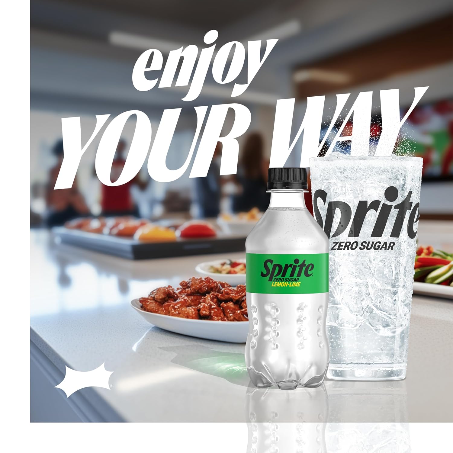 Sprite Zero Sugar Lemon-Lime Caffeine-Free Soda Bottles, 12 fl oz, 8 Pack | Naturally flavored soft drink, zero calories,