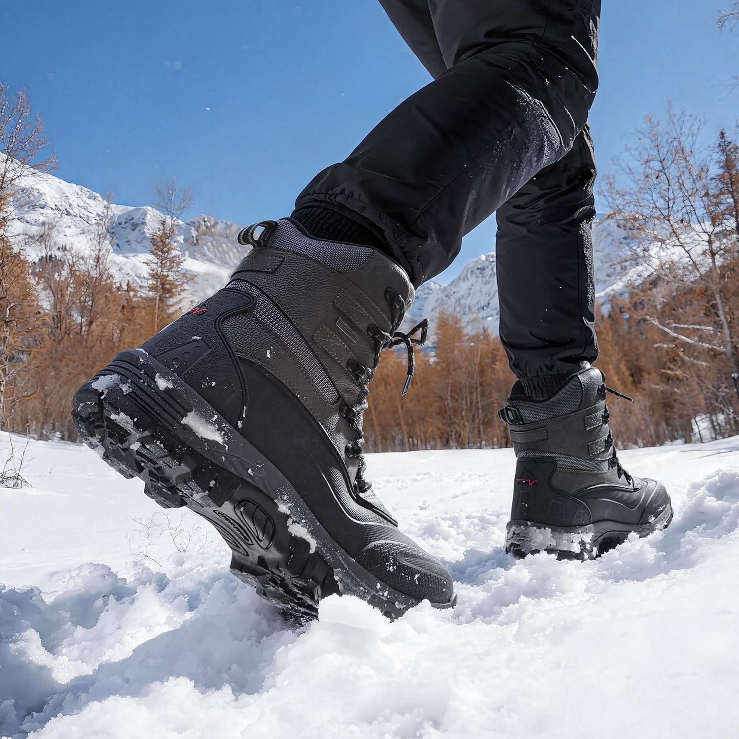 NORTIV 8 Men's Insulated Waterproof Winter Snow Boots | Sealed Build Keeps Feet Dry; Rubber Outsole Boosts Grip; Stable Fit Adds Support; Ideal for Hiking, Daily Wear BRIGADE