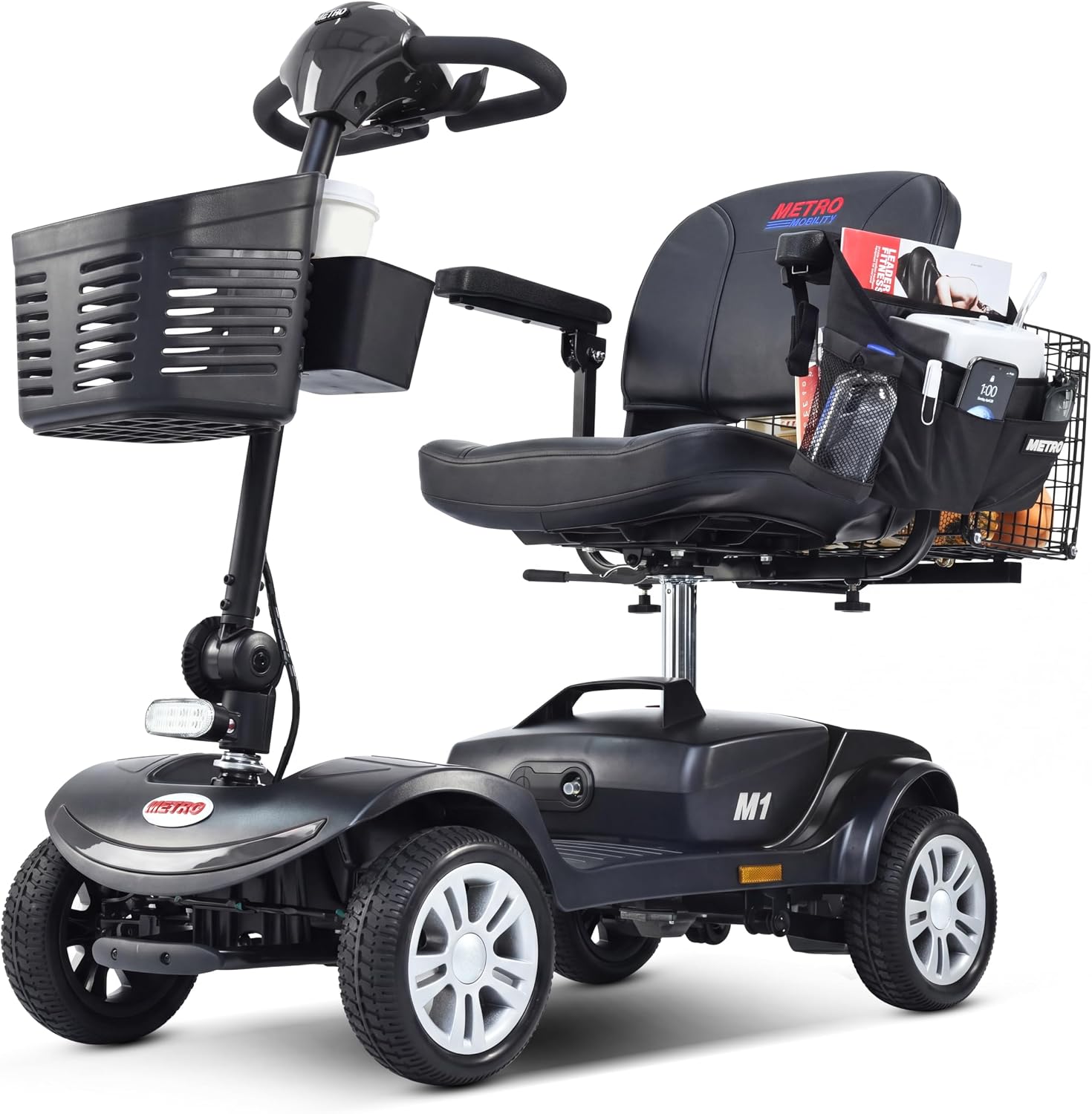 Metro Mobility 4 Wheel Foldable Mobility Scooter for Adults - 300 lbs Capacity Electric Mobility Scooters for Seniors - Long Range Power Extended