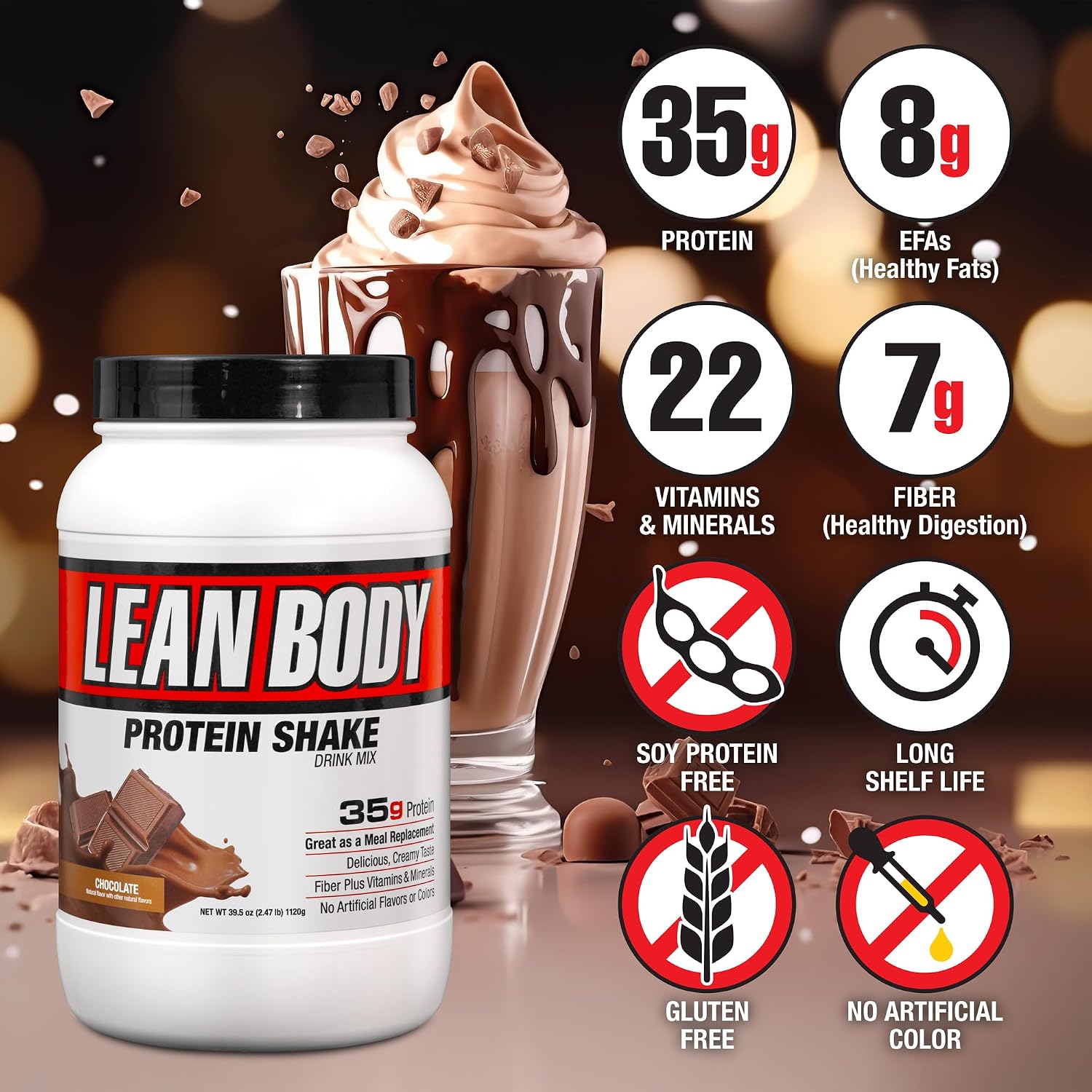 Labrada Nutrition Lean Body Hi-Protein Shake, Strawberry, 2.47-Pound Tub Strawberry Packaging May Vary