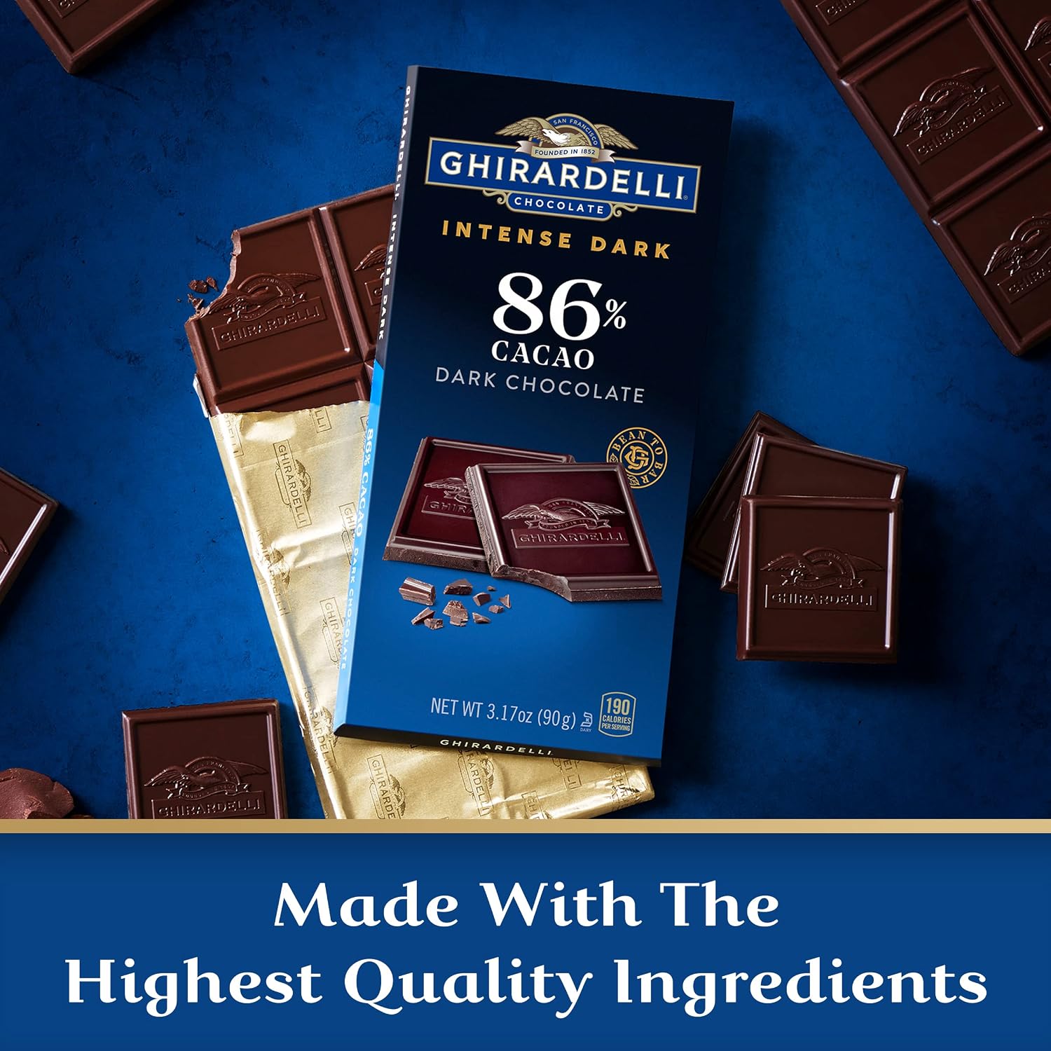 GHIRARDELLI® INTENSE DARK Chocolate Bar, 86% Cacao, 3.17 Oz Bar (Pack of 12)