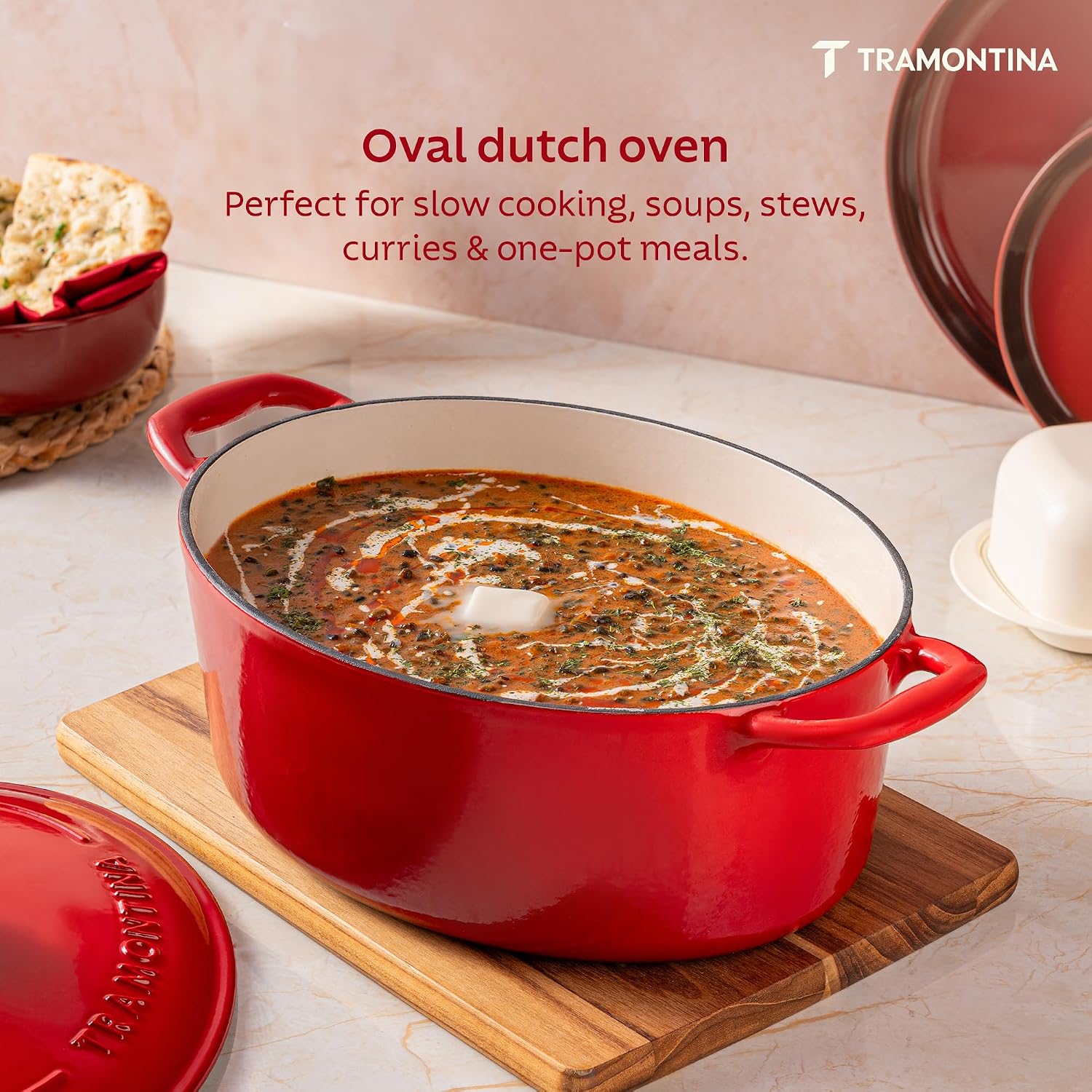Tramontina Bestow Enameled Cast Iron 4-Qt Braiser Pan with Lid, Blue | Oven-to-Table Casserole Dish, Great for Shallow Braises & Simmers