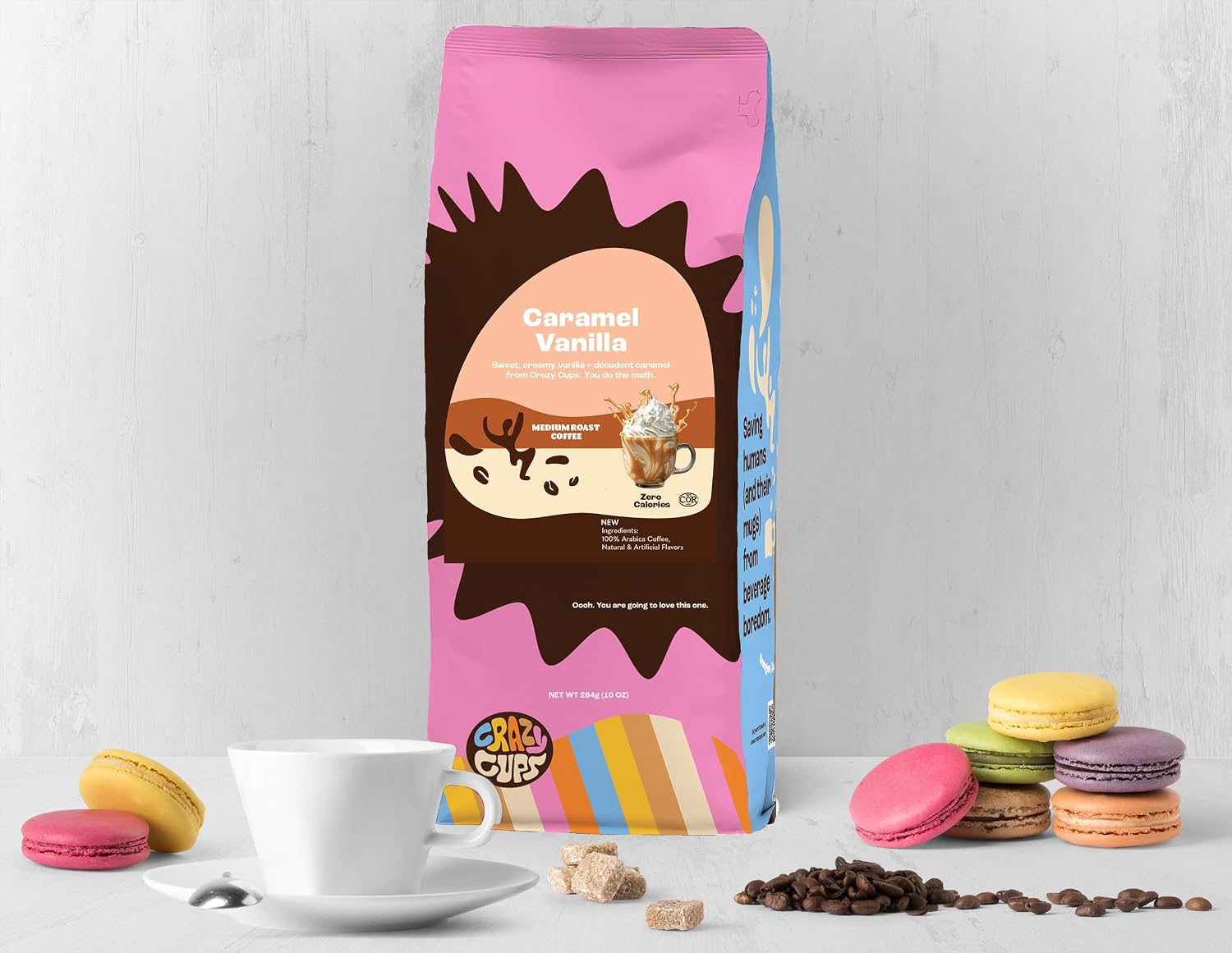 Crazy Cups Flavored Ground Coffee, Cinnamon French Toast, in 10 oz Bag, For Brewing Flavored Hot or Iced Coffee