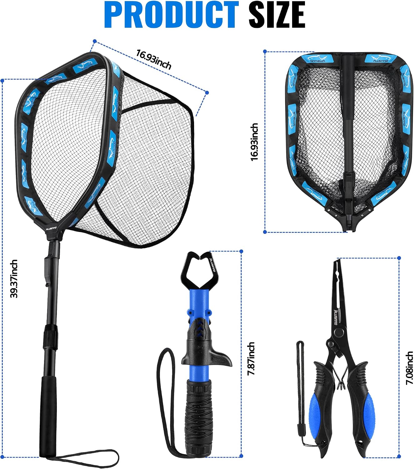 PLUSINNO Floating Fishing Net for Steelhead, Salmon, Fly, Kayak, Catfish, Bass, Trout Fishing
