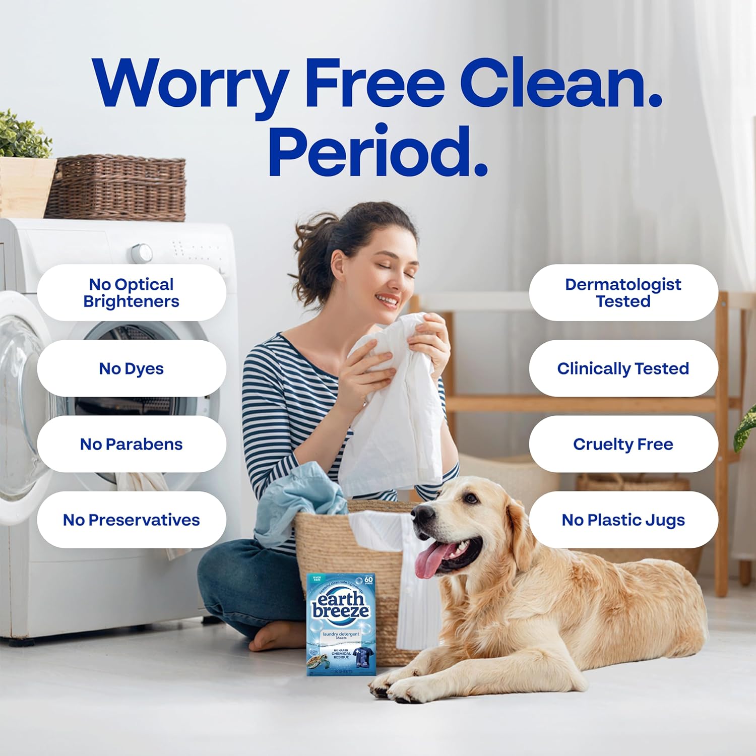 Earth Breeze Laundry Detergent Sheets Fresh Scent 60 Loads