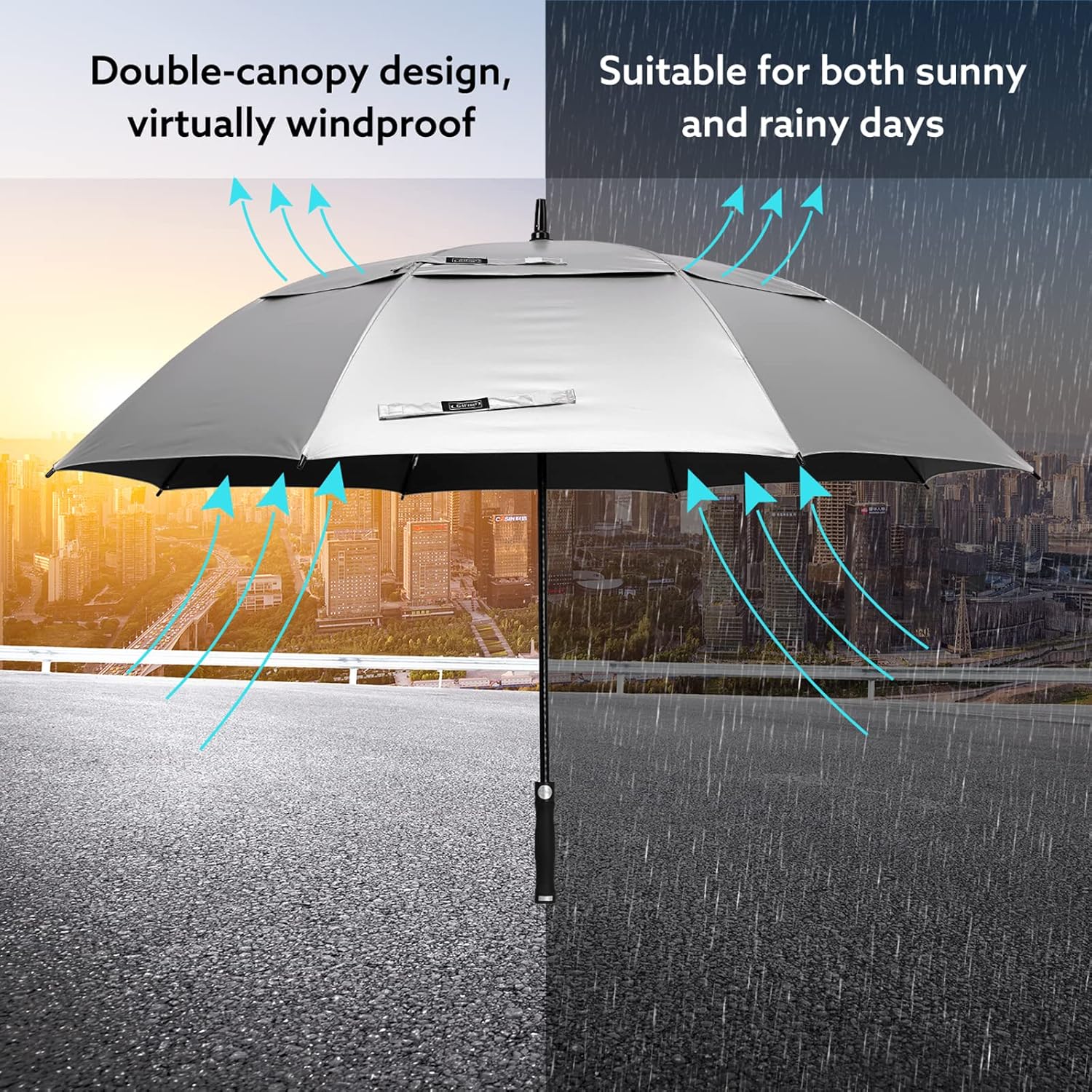 G4Free UV Golf Beach Umbrella 68”Auto Open Extra Large Sun Shade Umbrellas