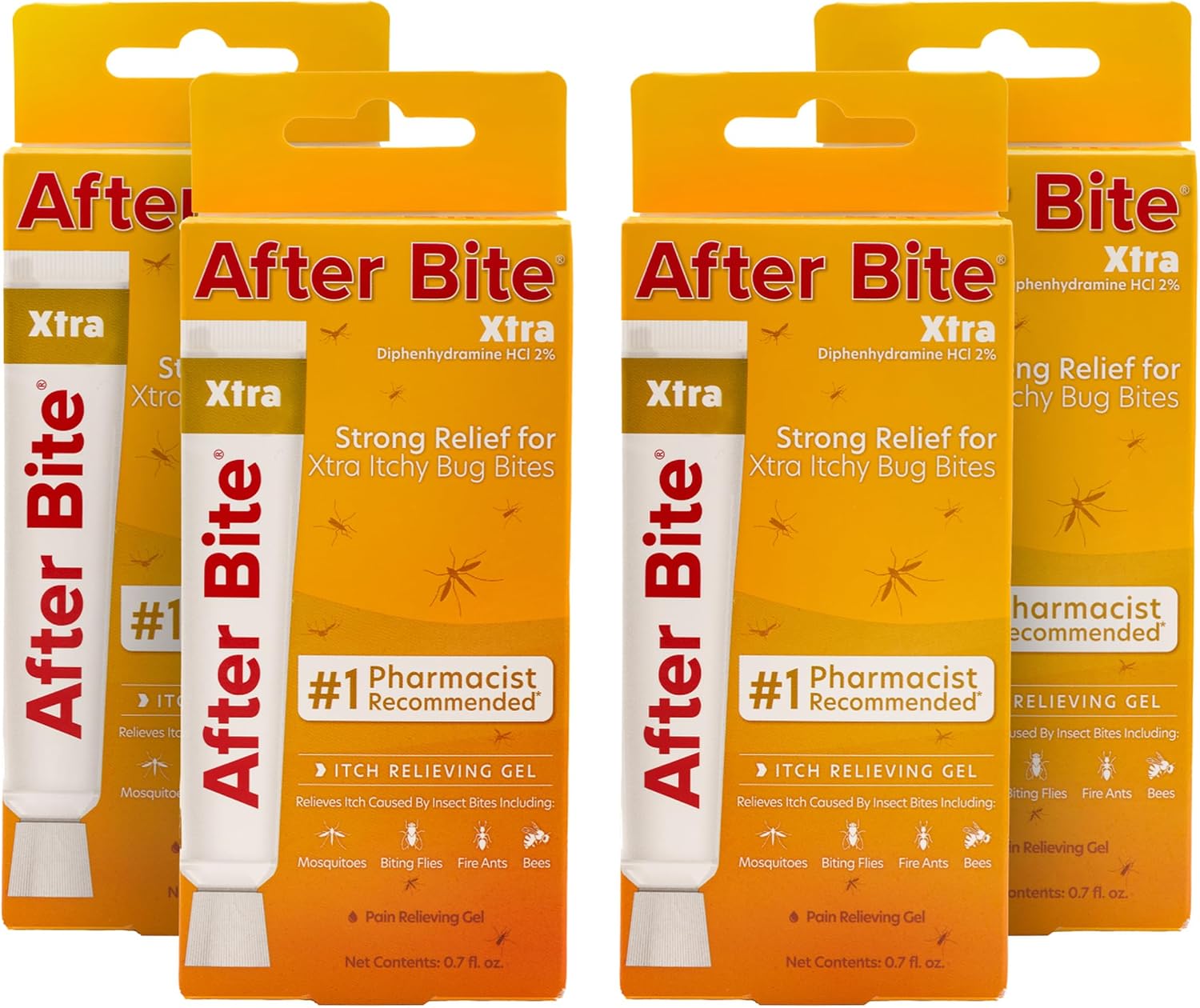After Bite Xtra Bug Bite Itch Relief, Diphenhydramine HCl Gel Formula, 4Pk